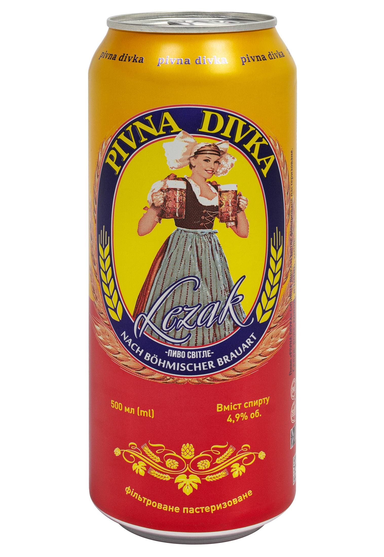 Пиво PIVNA DIVKA 4.9% світле з/б 0.5 л - зображення 1