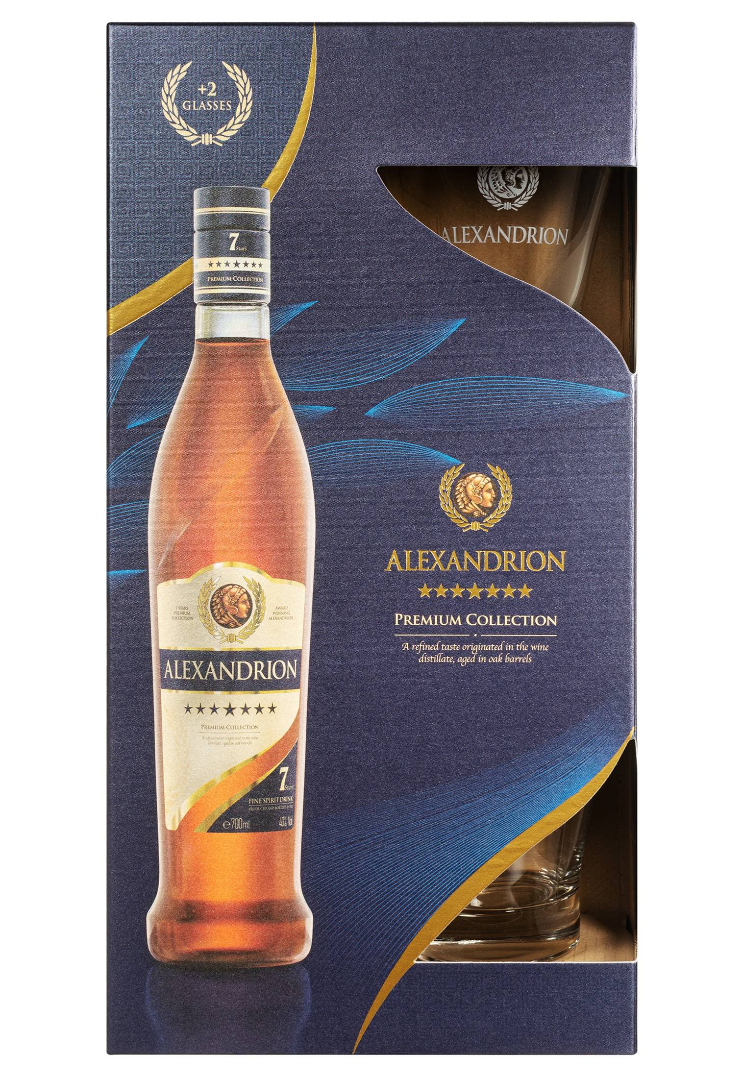 Бренді Alexandrion 7 років з 2 склянками 0.7 л - зображення 1