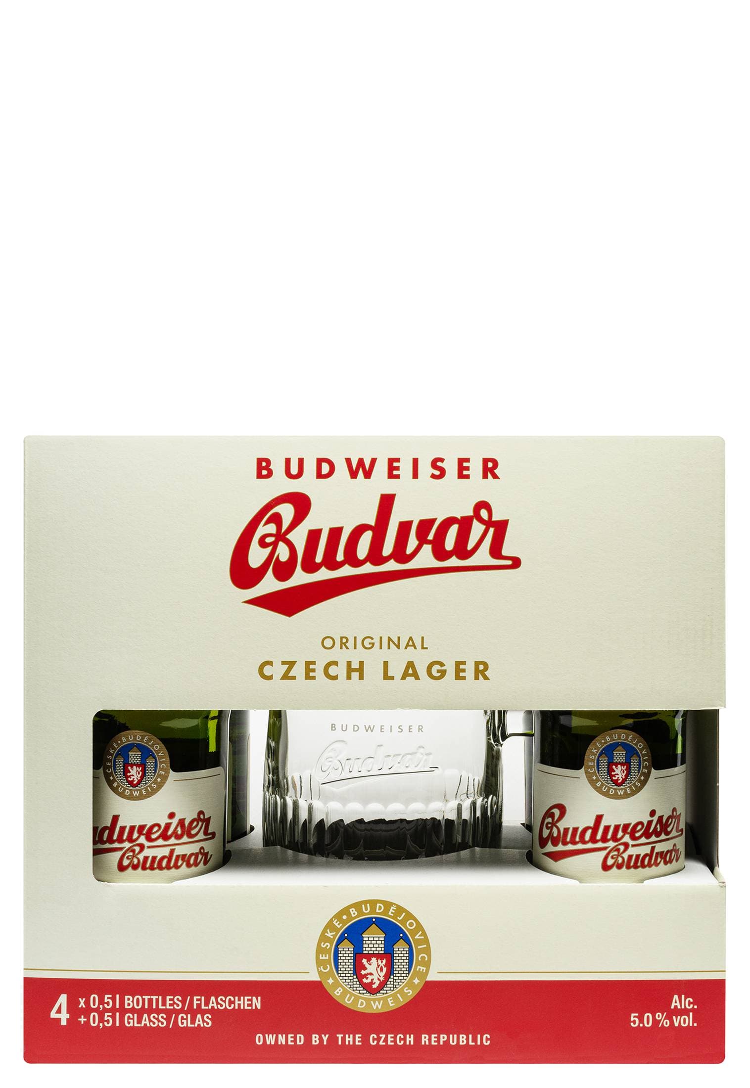 Набір Пиво Budweiser 5% зі склянкою 4х0.5 л - зображення 1
