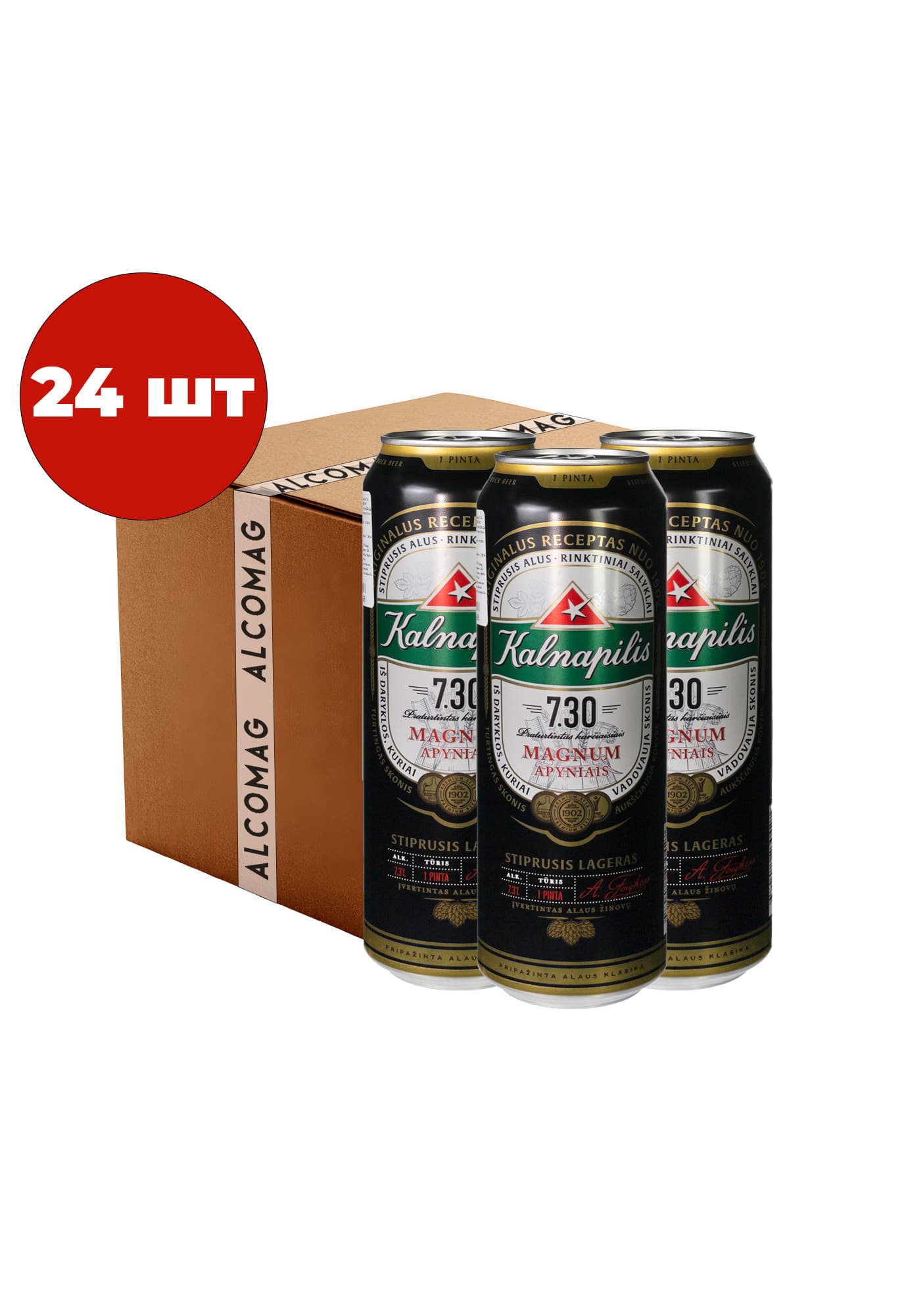 Упаковка Пиво Kalnapilis 7.30 ( світле з/б 0.568 л 24 шт ) - зображення 1