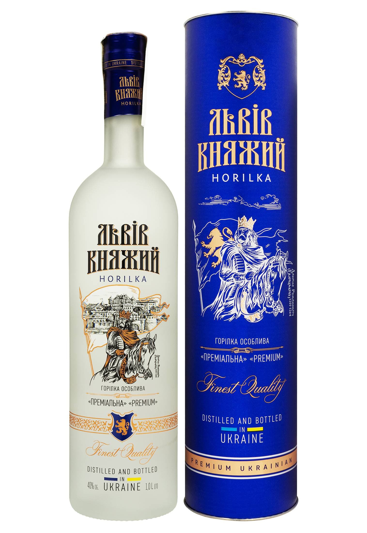 Горілка Львів Княжий Premium в тубусі 1 л - зображення 1