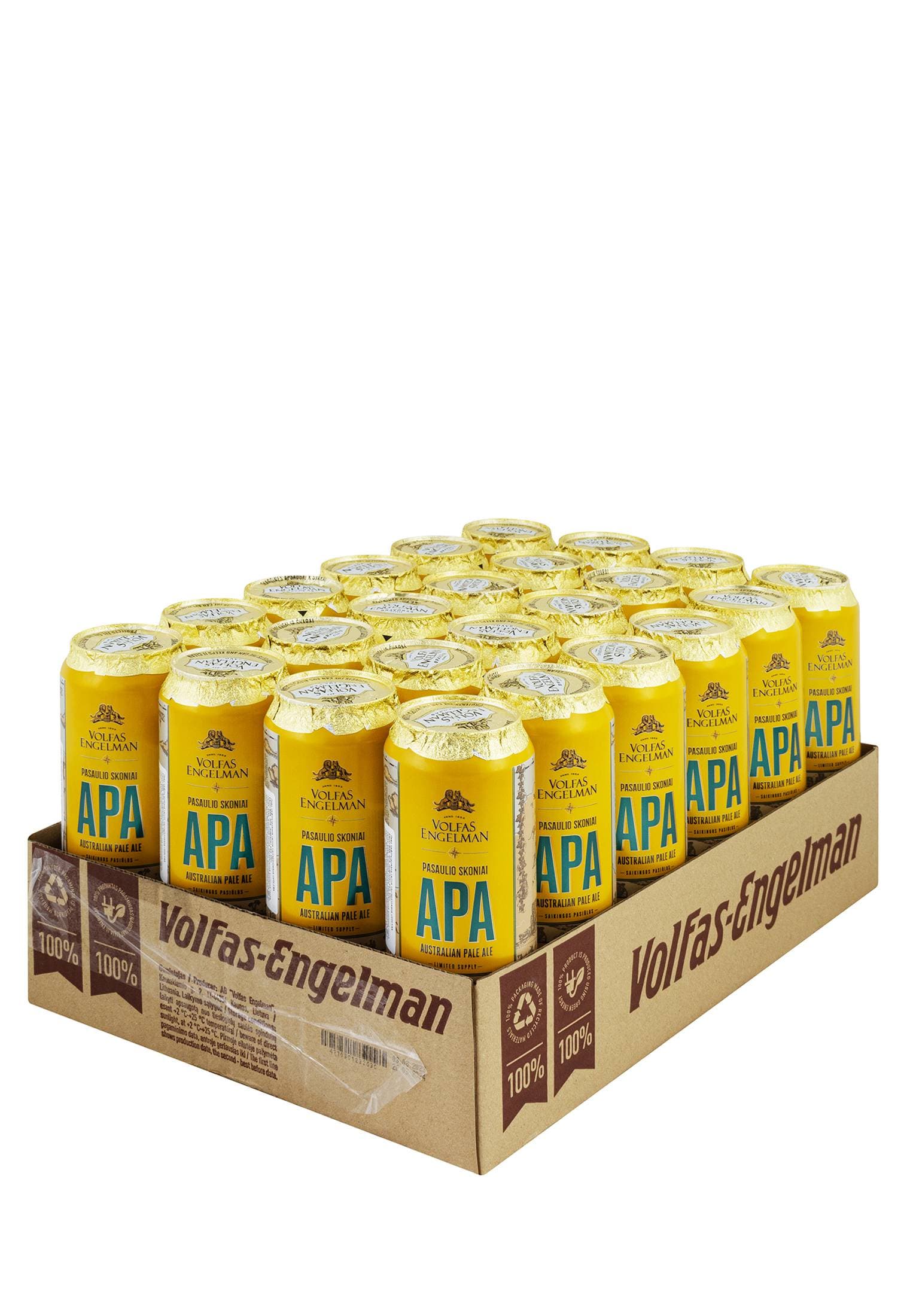 Упаковка Пиво Volfas Engelman APA ( 5% світле з/б 0.568 л 24 шт ) - зображення 1