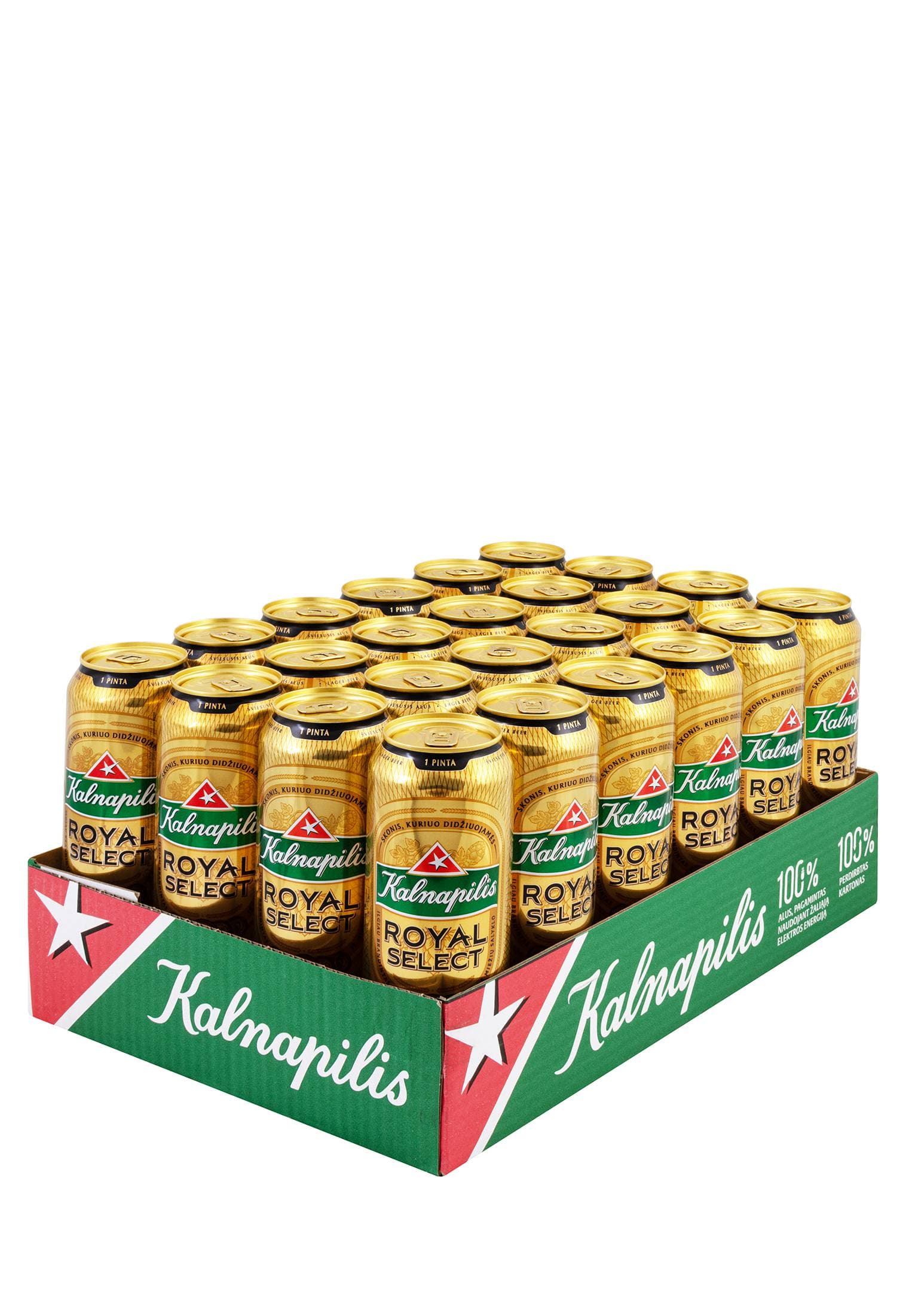 Упаковка Пиво Kalnapilis Royal Select ( 5,6% з/б 0.568 л 24 шт ) - зображення 1
