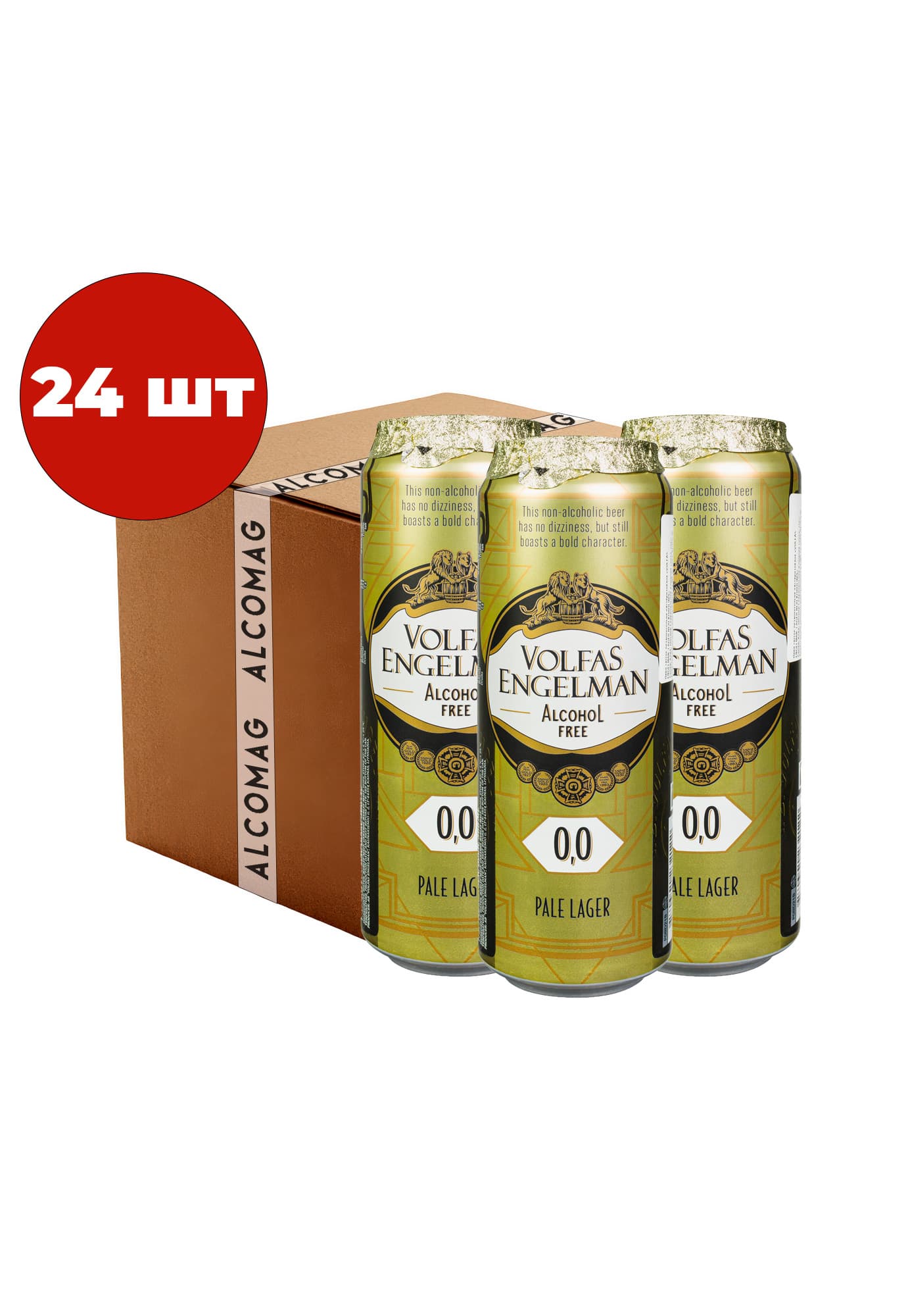 Упаковка Пиво Volfas Engelman Lager ( світле б/а з/б 0.568 л 24 шт) - зображення 1