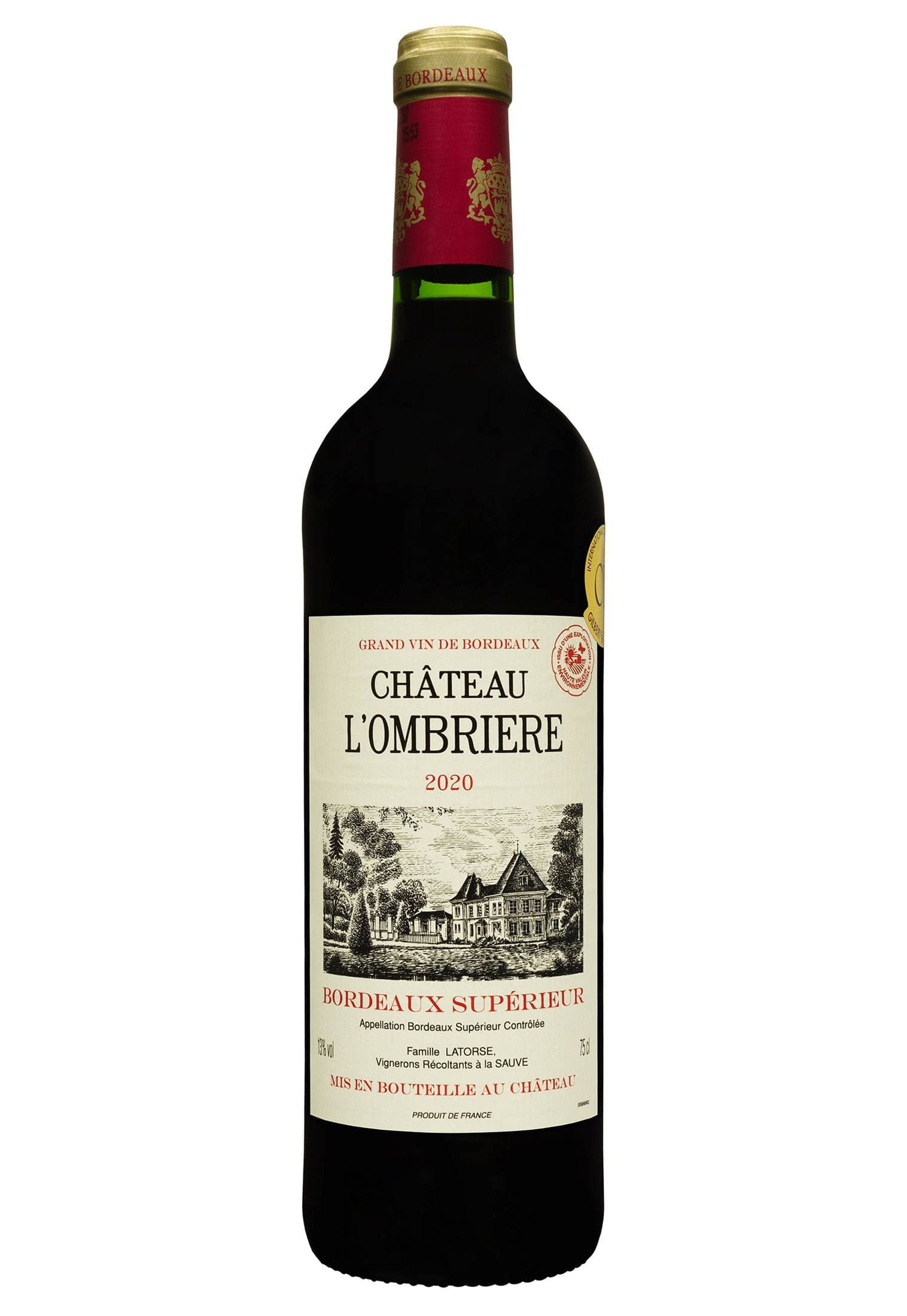 Chateau L'Ombriere Bordeaux Superieur 2020 Червоне Сухе 0.75 л - зображення 1