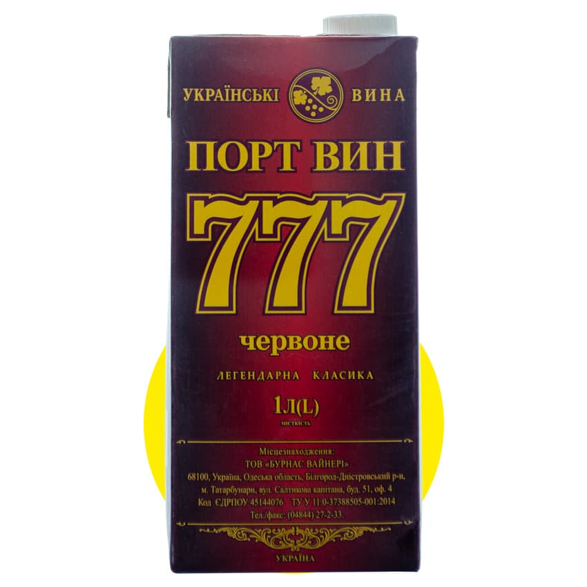 Вино "Портвин 777" червоне зі смаком вишні 1л 14,5%