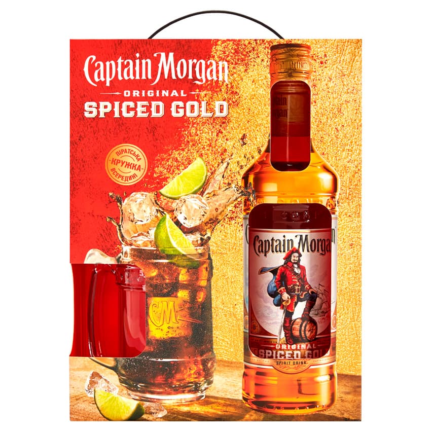 Набір ром "Captain Morgan Spiced Gold" 0,7л 35% + склянка