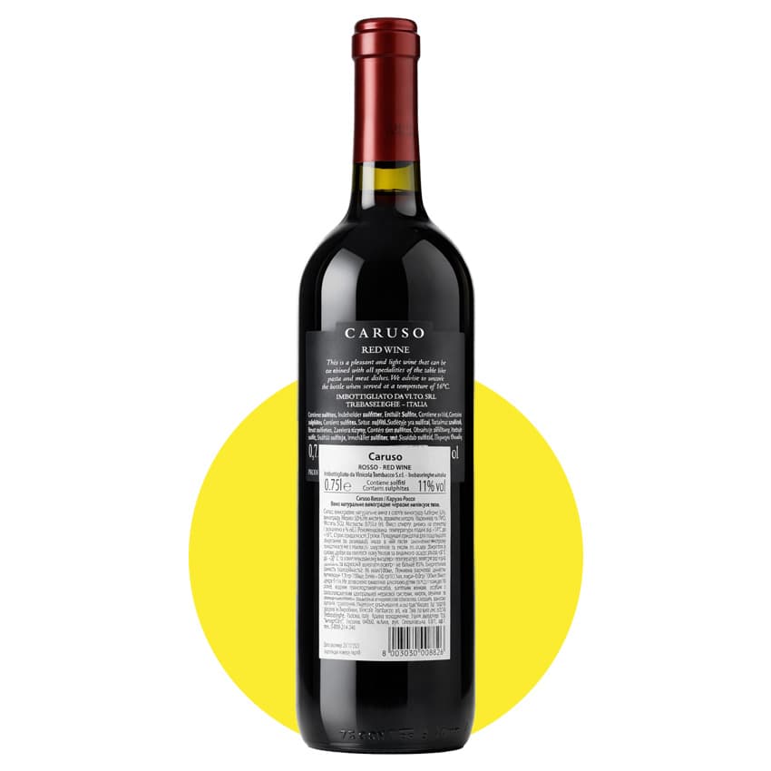 Вино "Tombacco Caruso Rosso" червоне напівсухе 0,75л 11%