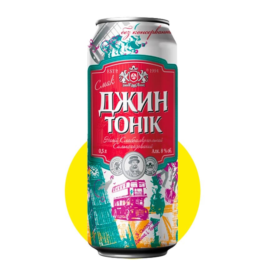 Напій с/а "Джин-Тонік" 0,5л 8% з/б ТМ Оболонь