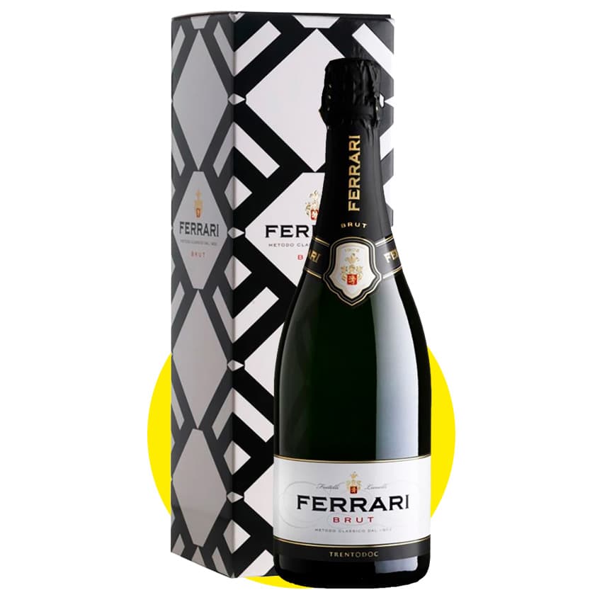 Вино ігристе "Ferrari" біле брют в подарунковій упаковці 0,75л 12,5%