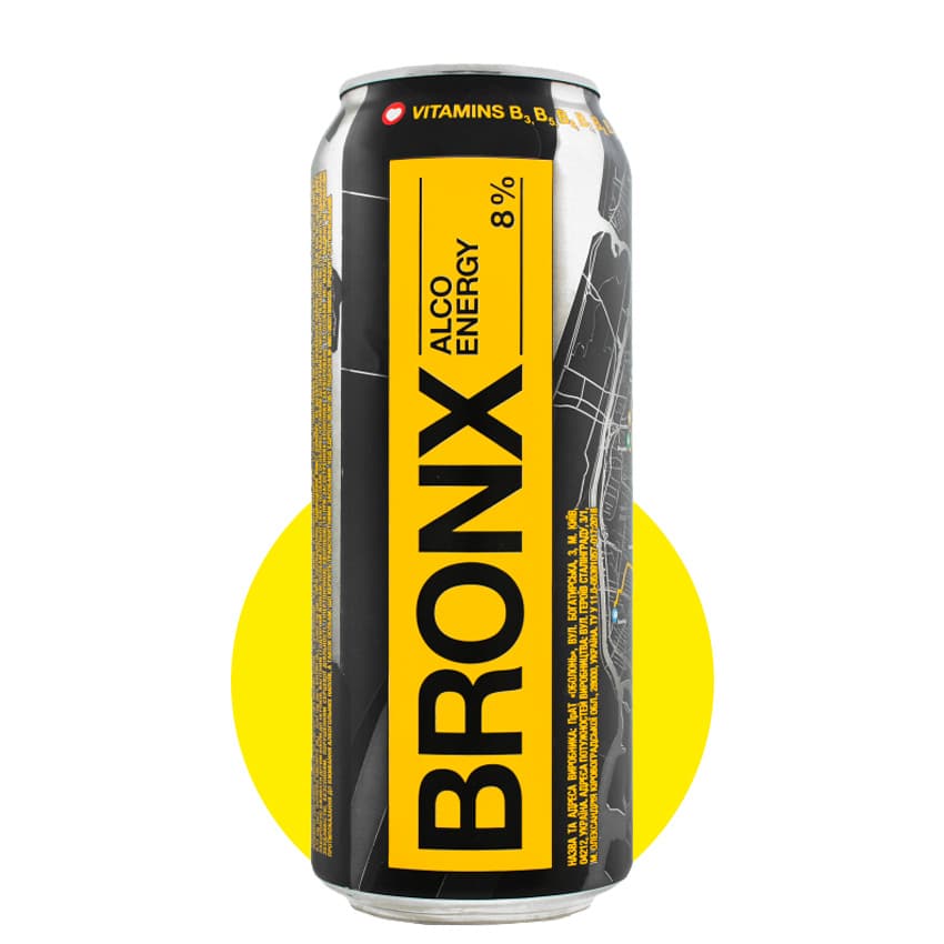 Напій енергетичний с/а "BRONX" 0,5л 8% з/б