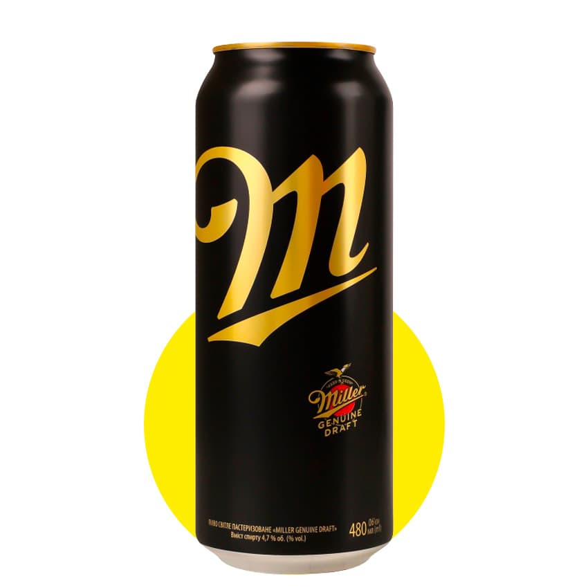 Пиво "Miller Genuine Draft" світле 0,48л 4,7% ж/б