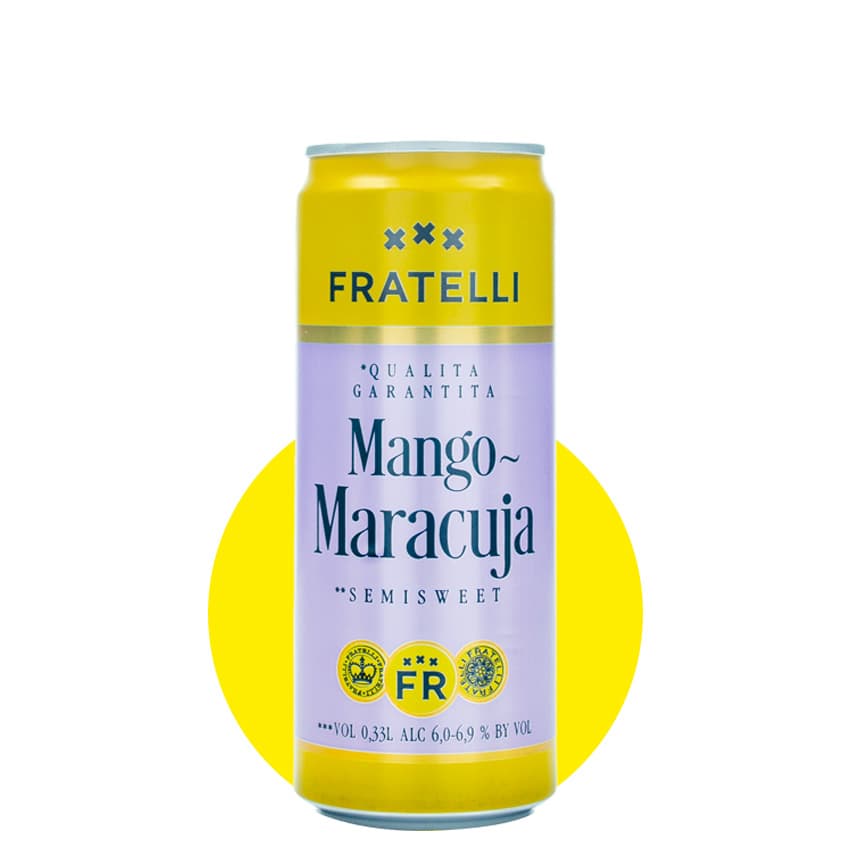 Напій винний с/а газований "Fratelli Mango-Maracuja" білий напівсолодкий 0,33л 6-6,9% з/б