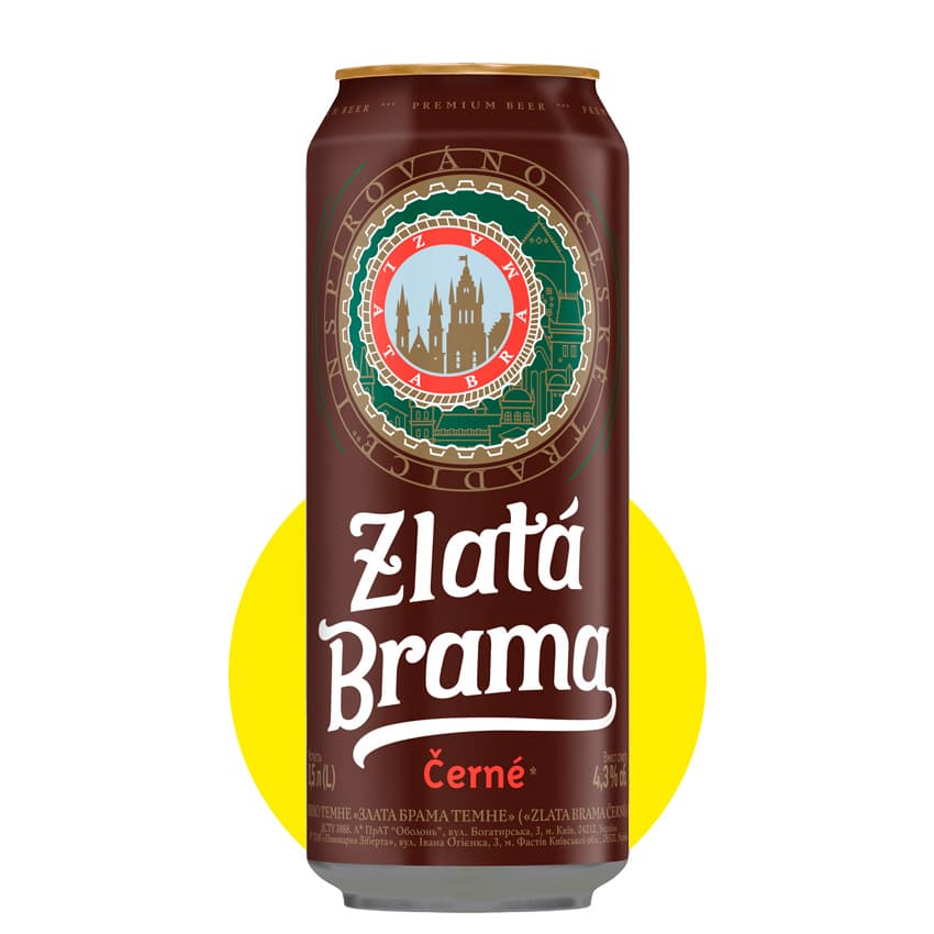 Пиво "Zlata Brama" темне 0,5л 4,3% ж/б