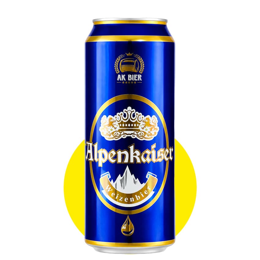 Пиво "Alpenkaiser Hefeweizen" пшеничне нефільтроване 0,5л 5,2% ж/б