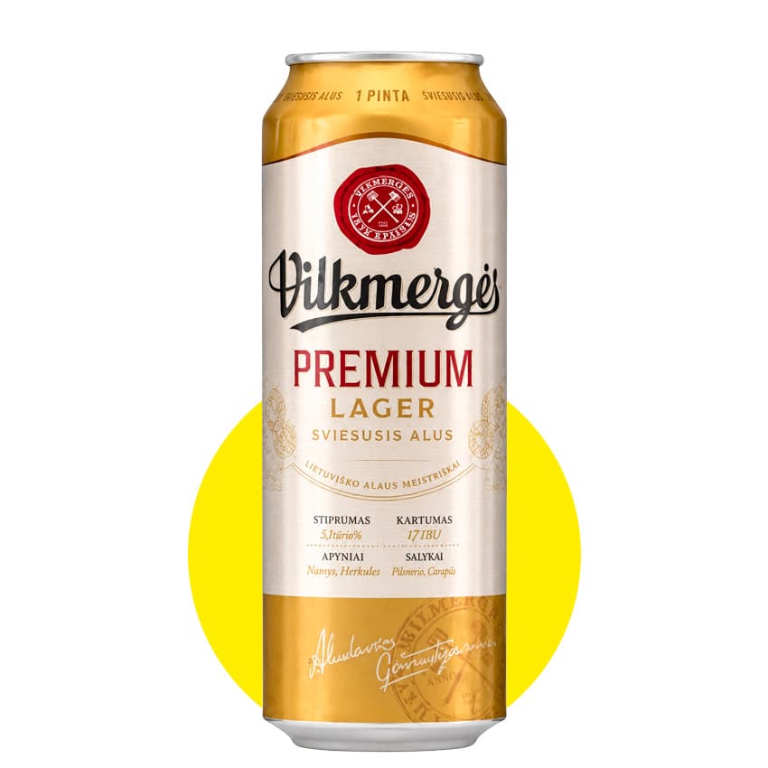 Пиво "Vilkmerges Premium Lager" світле 0,568л 5% ж/б