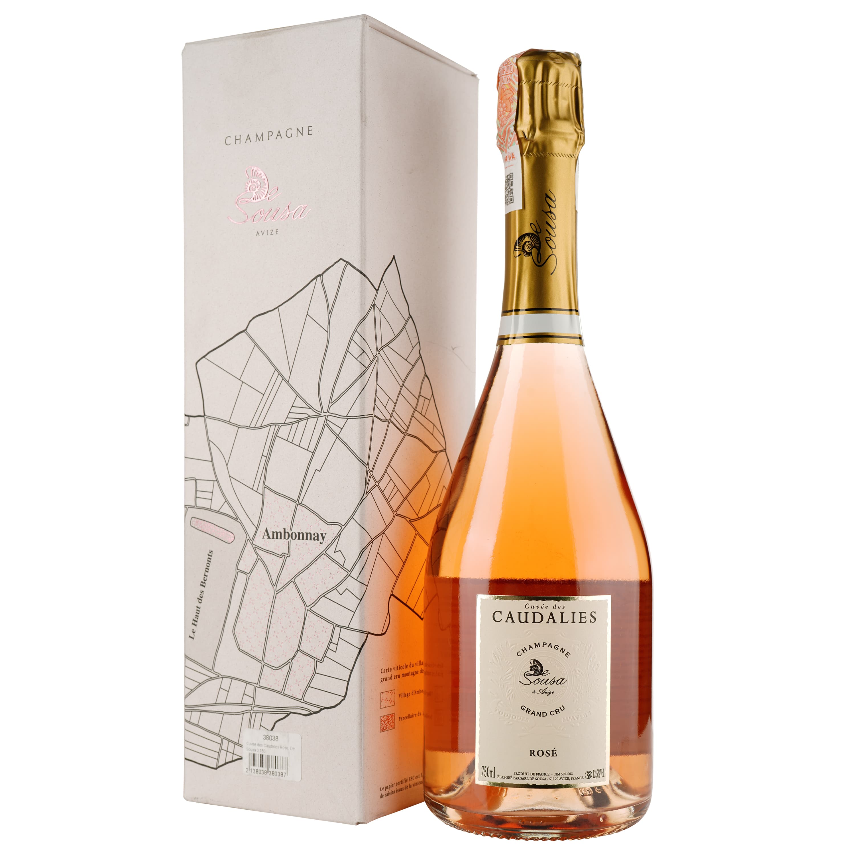 Шампанське De Sousa Cuvee des Caudalies Rose, рожеве, екстра-брют, 0,75 л - зображення 1