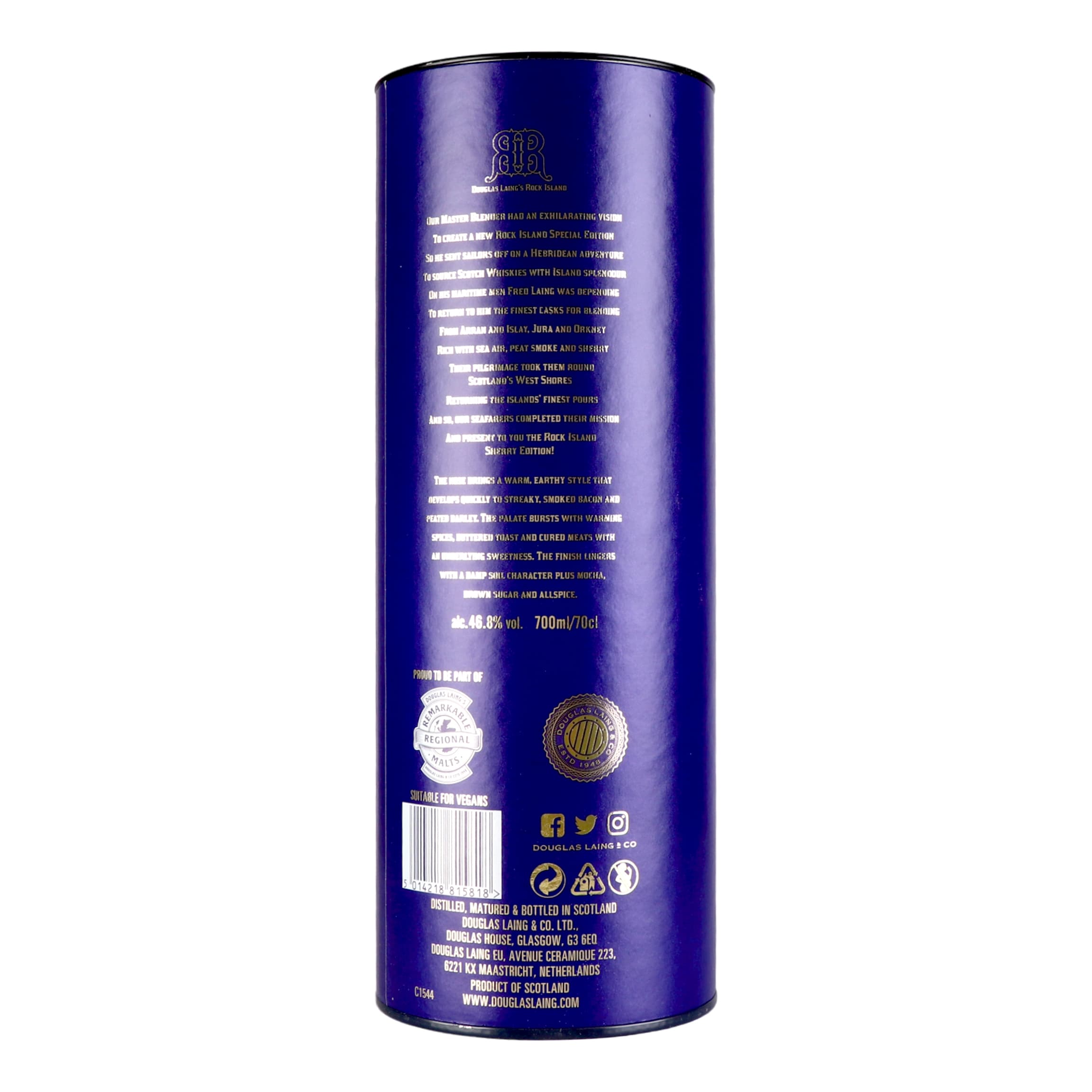 Віскі Douglas Laing Rock Island Sherry Edition Blended Malt Scotch Whisky 46.8% 0.7 л в подарунковій упаковці - зображення 5