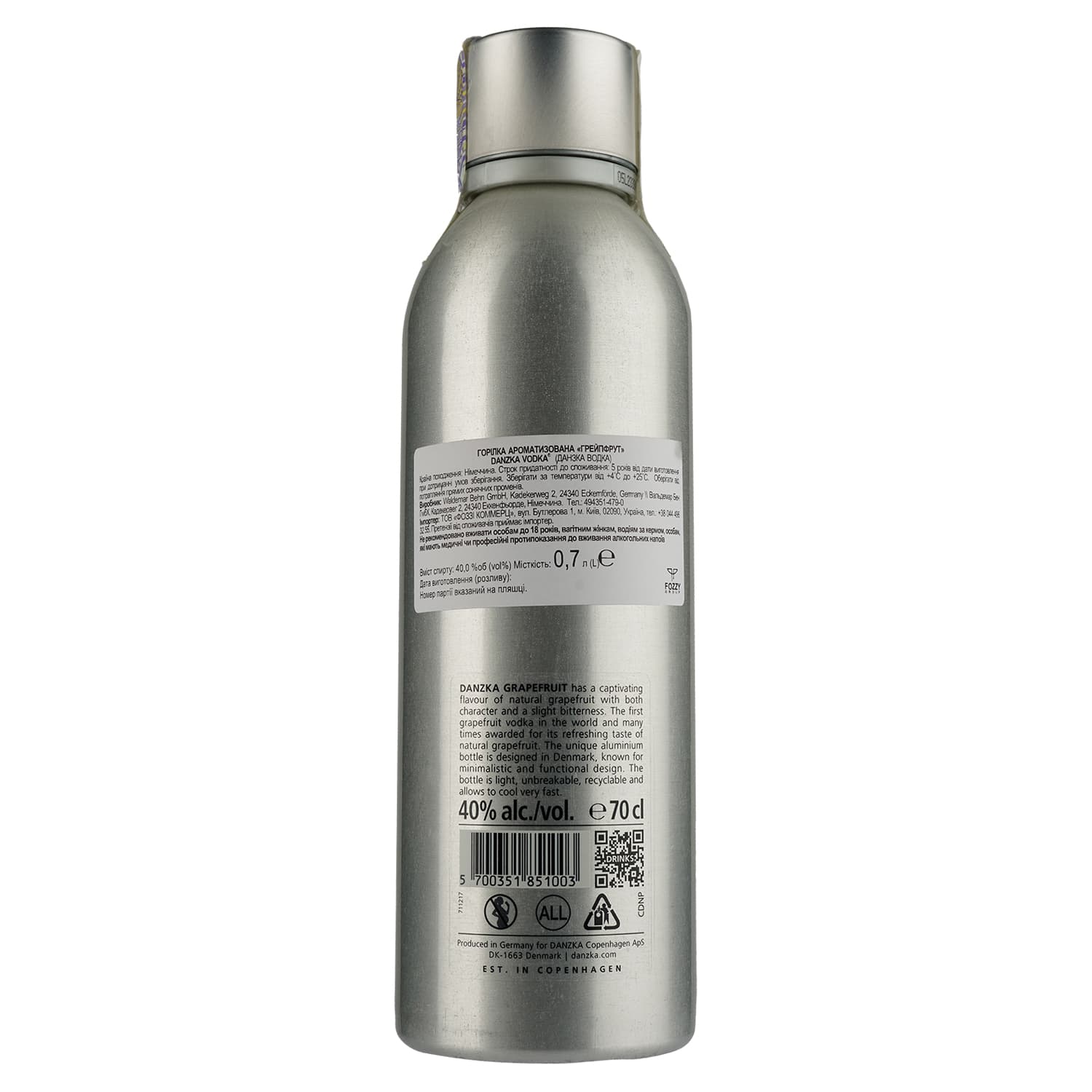 Горілка Danzka Grapefruit 40% 0.7 л - зображення 2