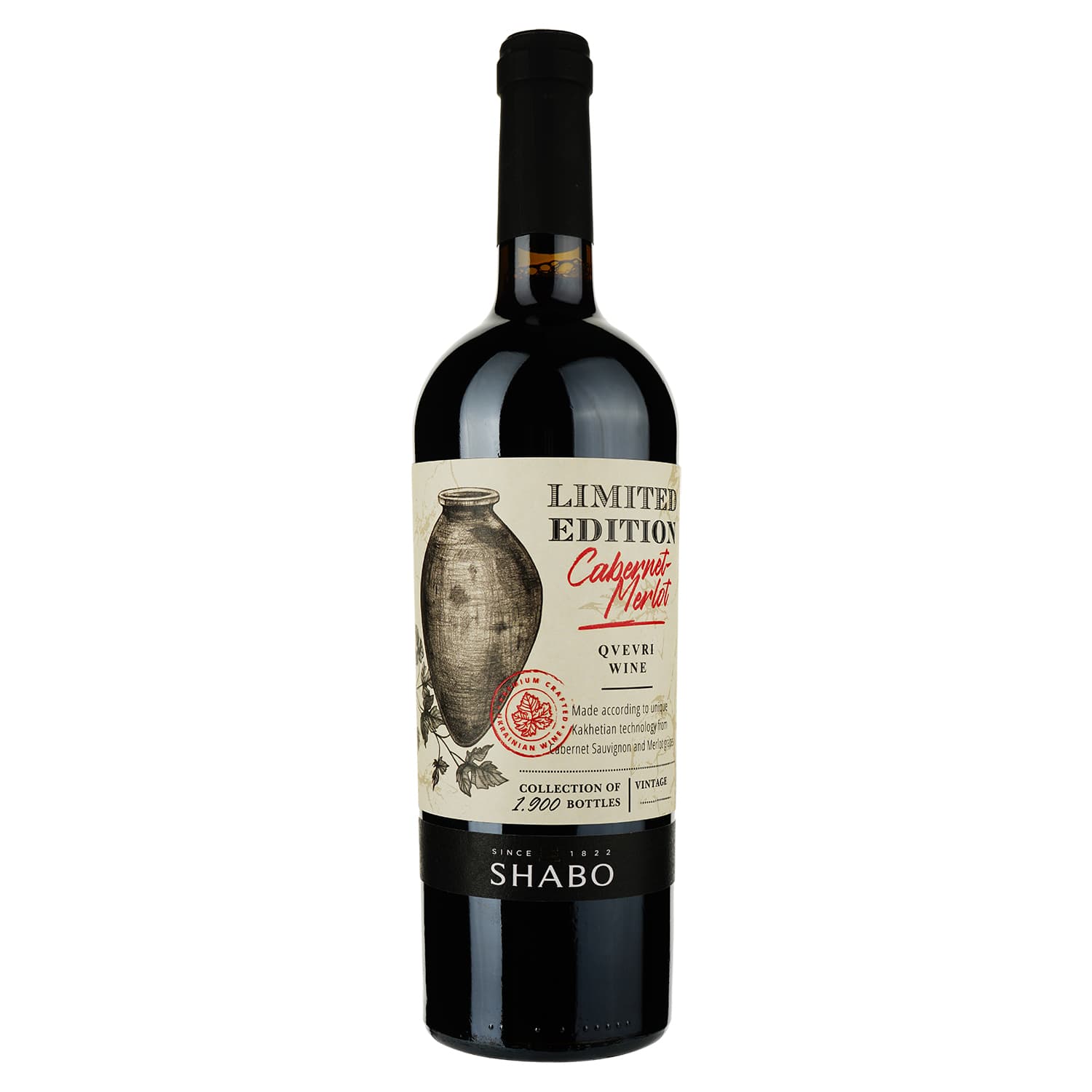 Вино Shabo Limited Edition Каберне-Мерло по-Кахетинськи, червоне, сухе, 13,4%, 0,75 л - зображення 1