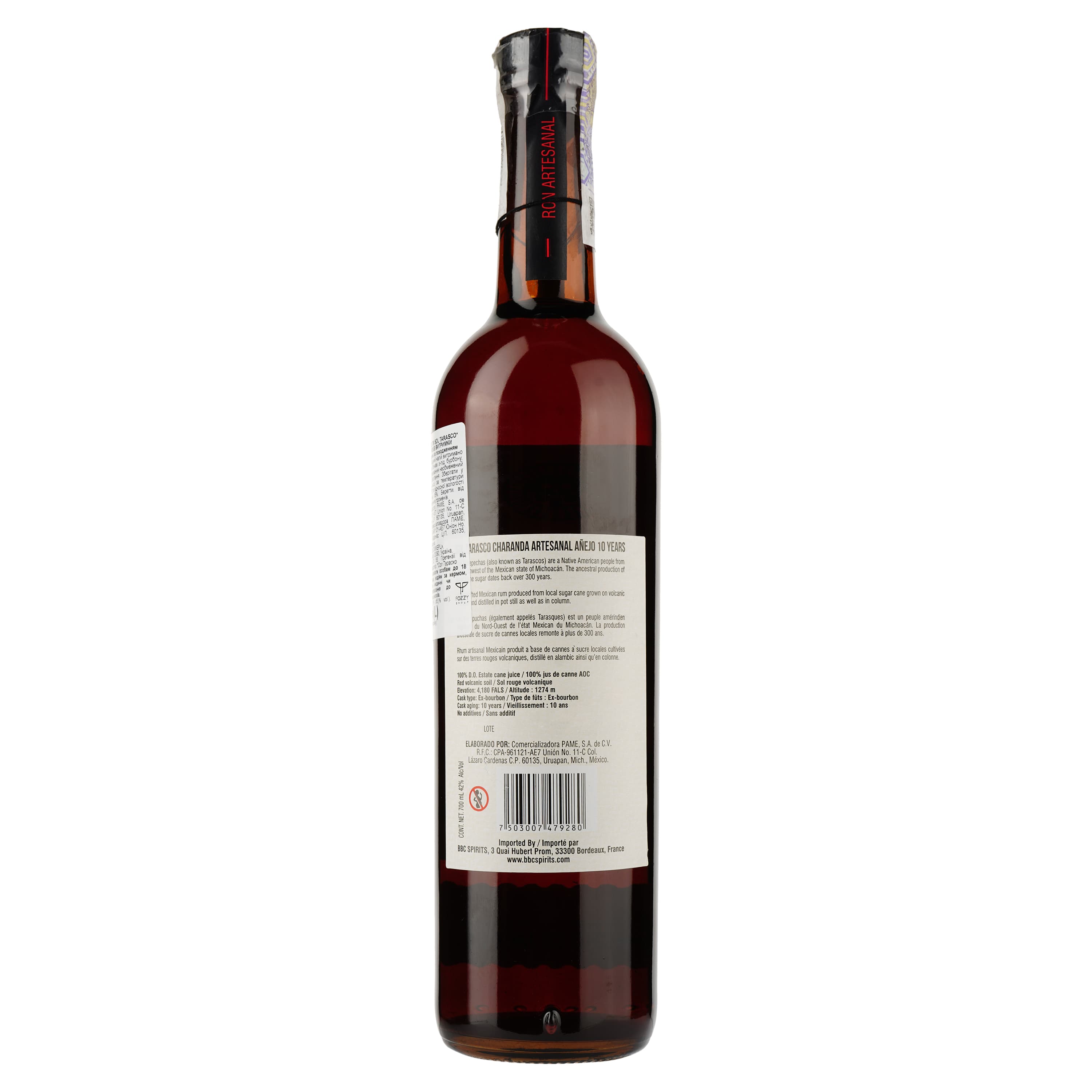 Чаранда Sol Tarasco Anejo 10 yo, 42%, 0,7 л - зображення 2