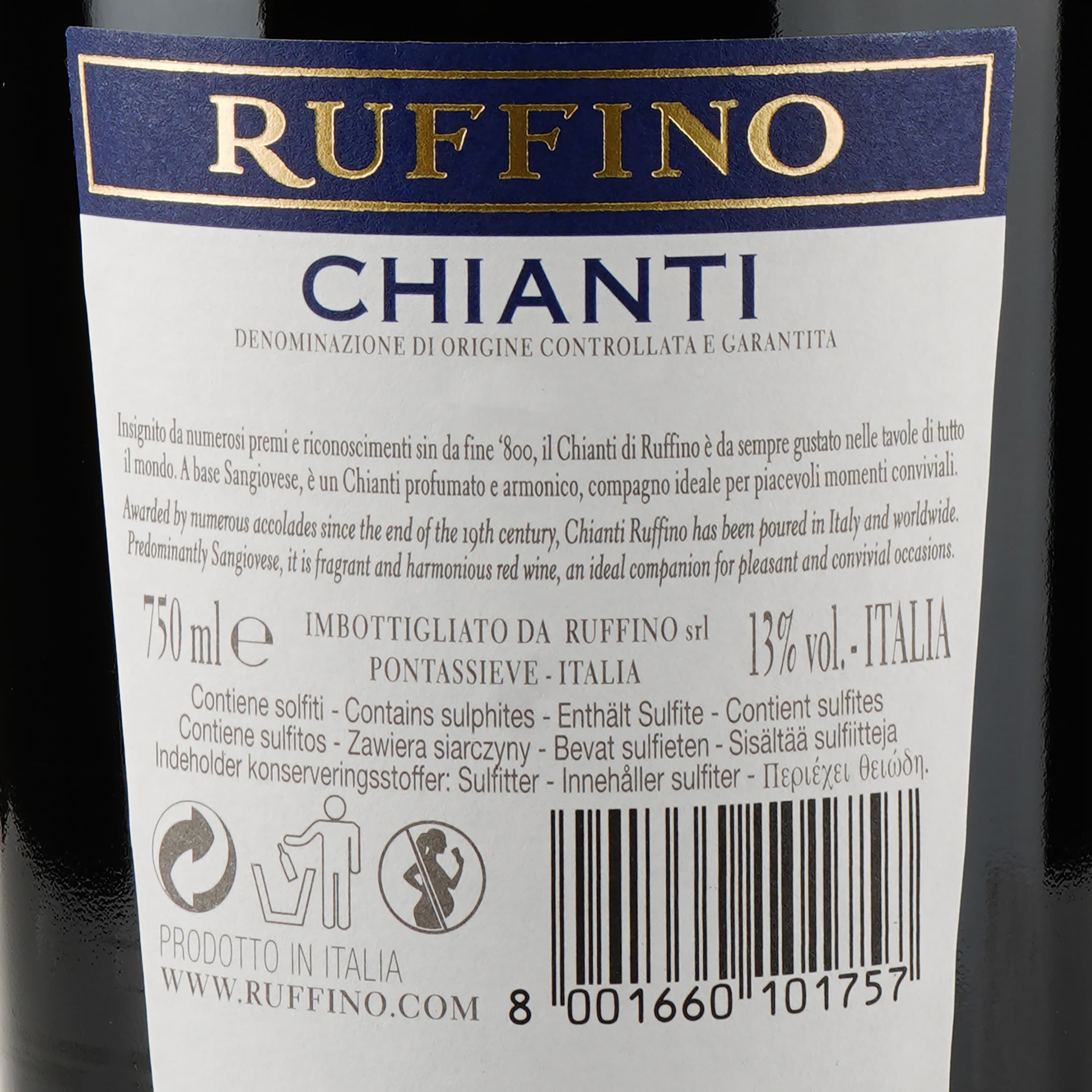 Вино Ruffino Chianti DOCG, червоне, сухе, 12,5%, 0,75 л - зображення 3