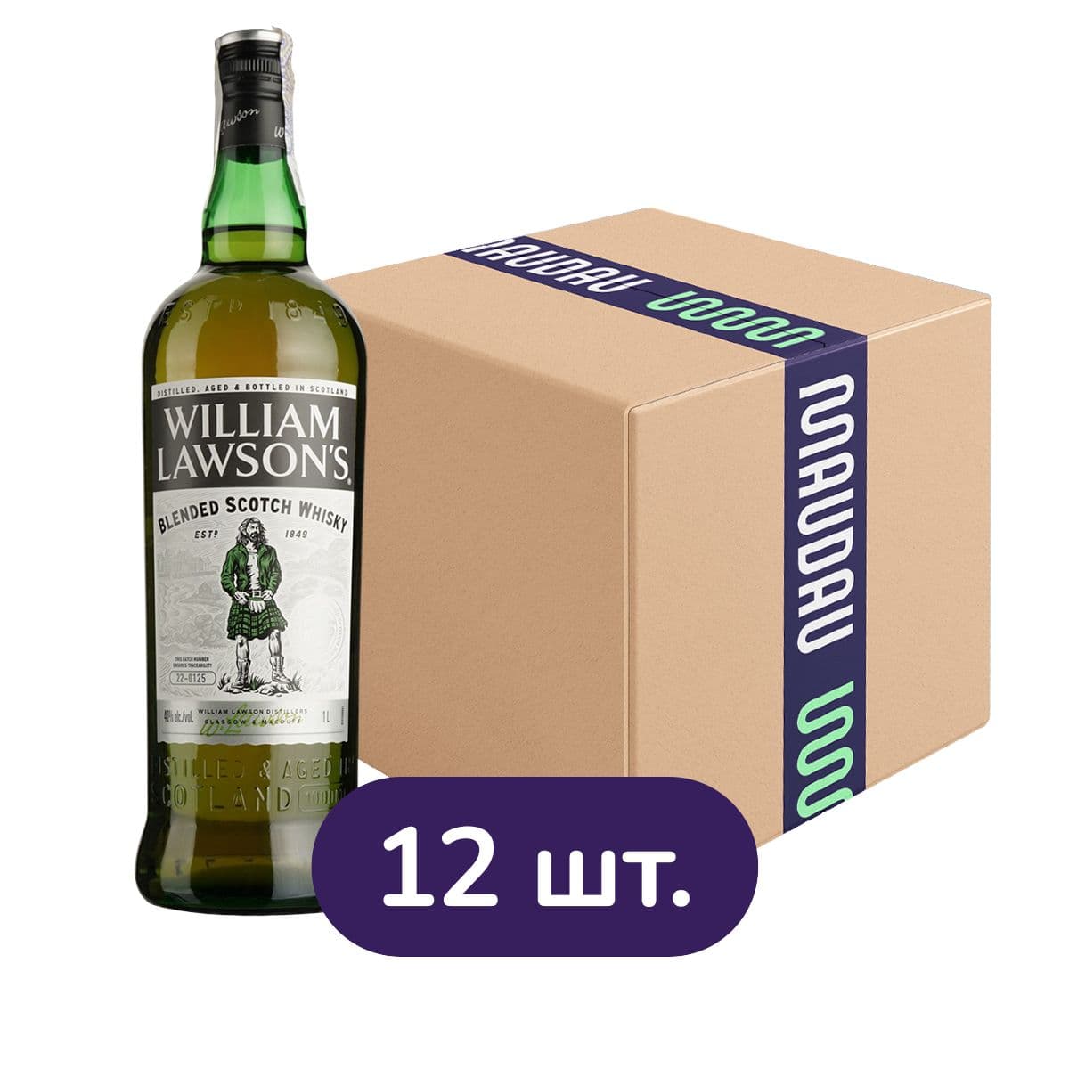 Упаковка віскі WIlliam Lawson's від 3 років витримки 40% 12 л (1 л х 12 шт.) - зображення 1