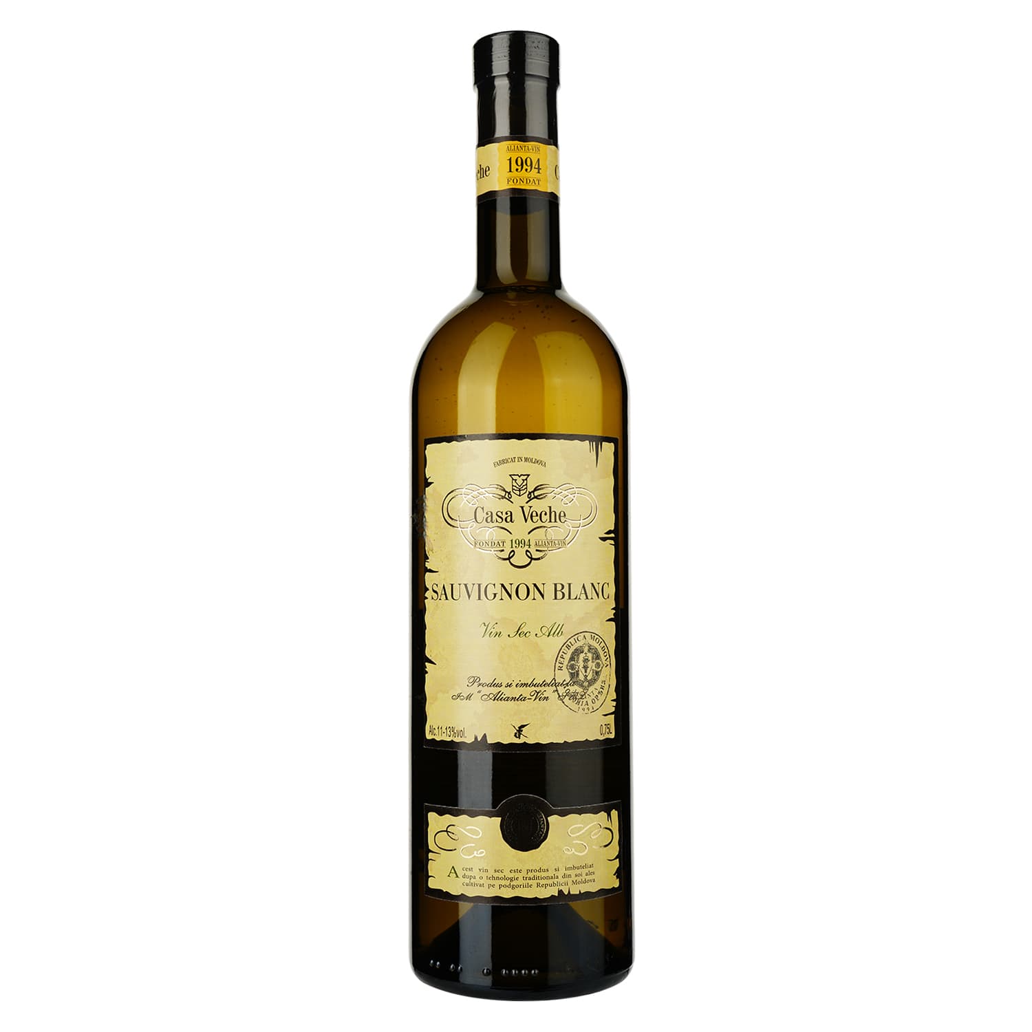 Вино Alianta vin Casa Veche Sauvignon Blanc, біле, сухе, 10-12%, 0,75 л - зображення 1