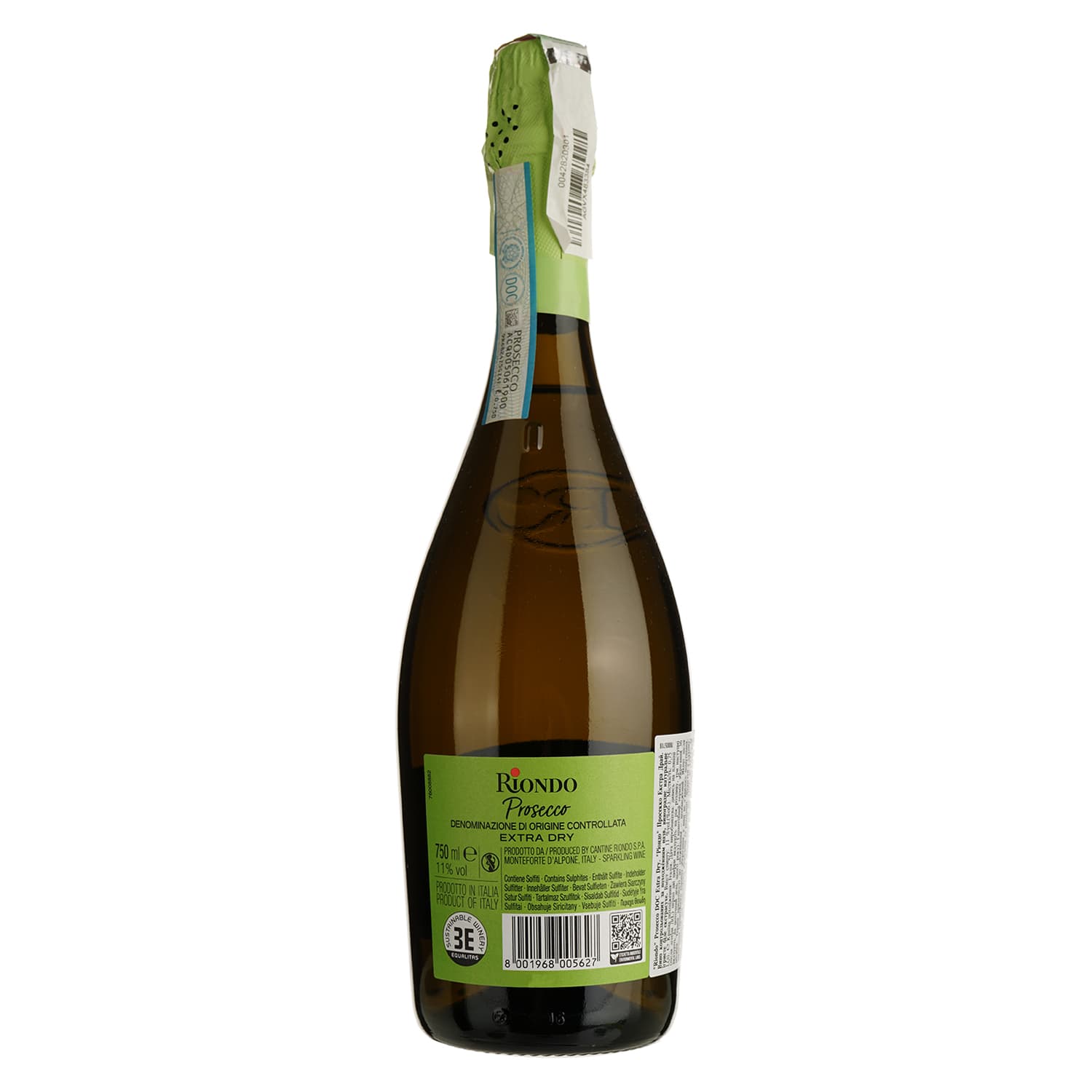 Вино ігристе Riondo Prosecco DOC Extra Dry біле екстра-сухе 0.75 л - зображення 2