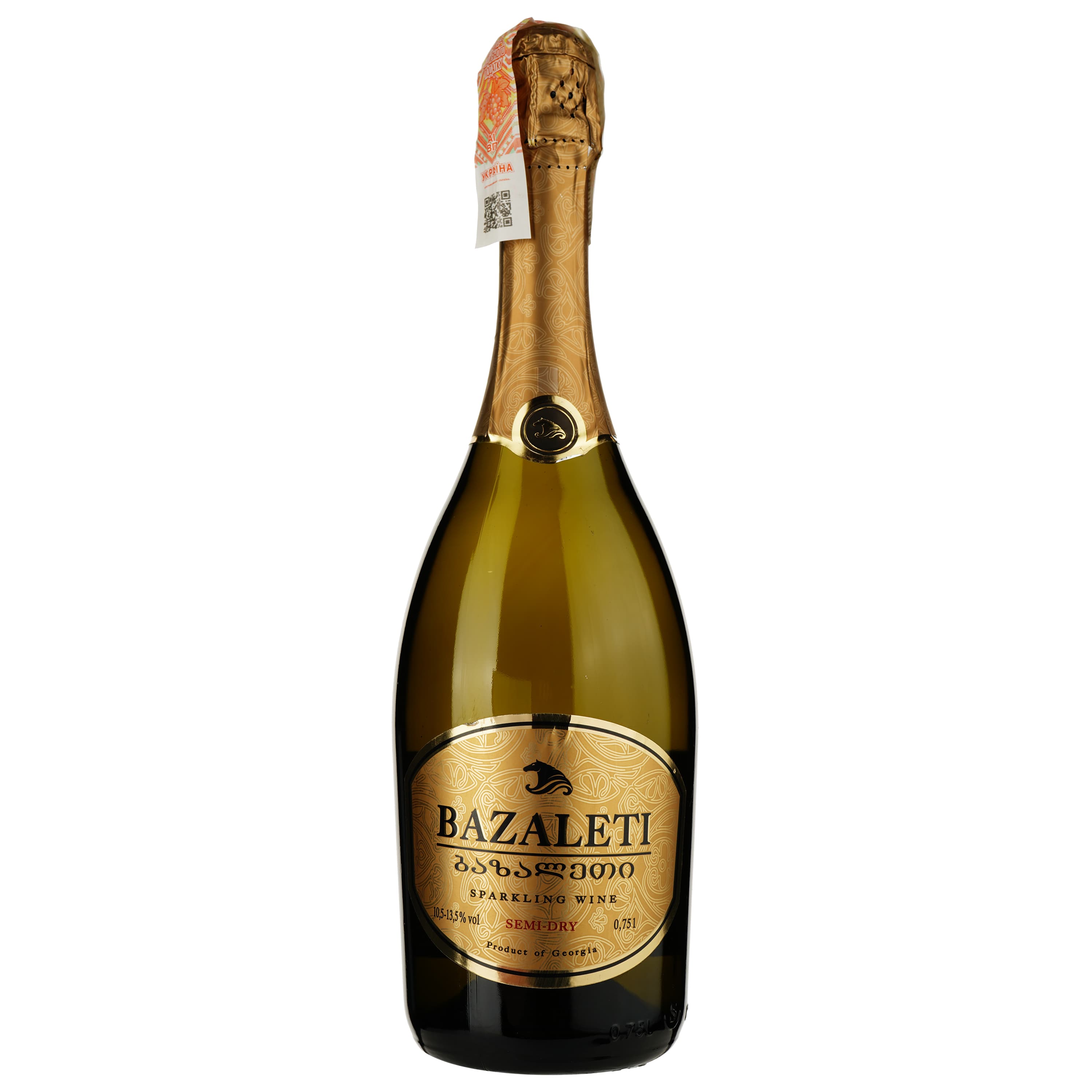 Вино ігристе Bazaleti, біле, 12%, 0,75 л - зображення 1