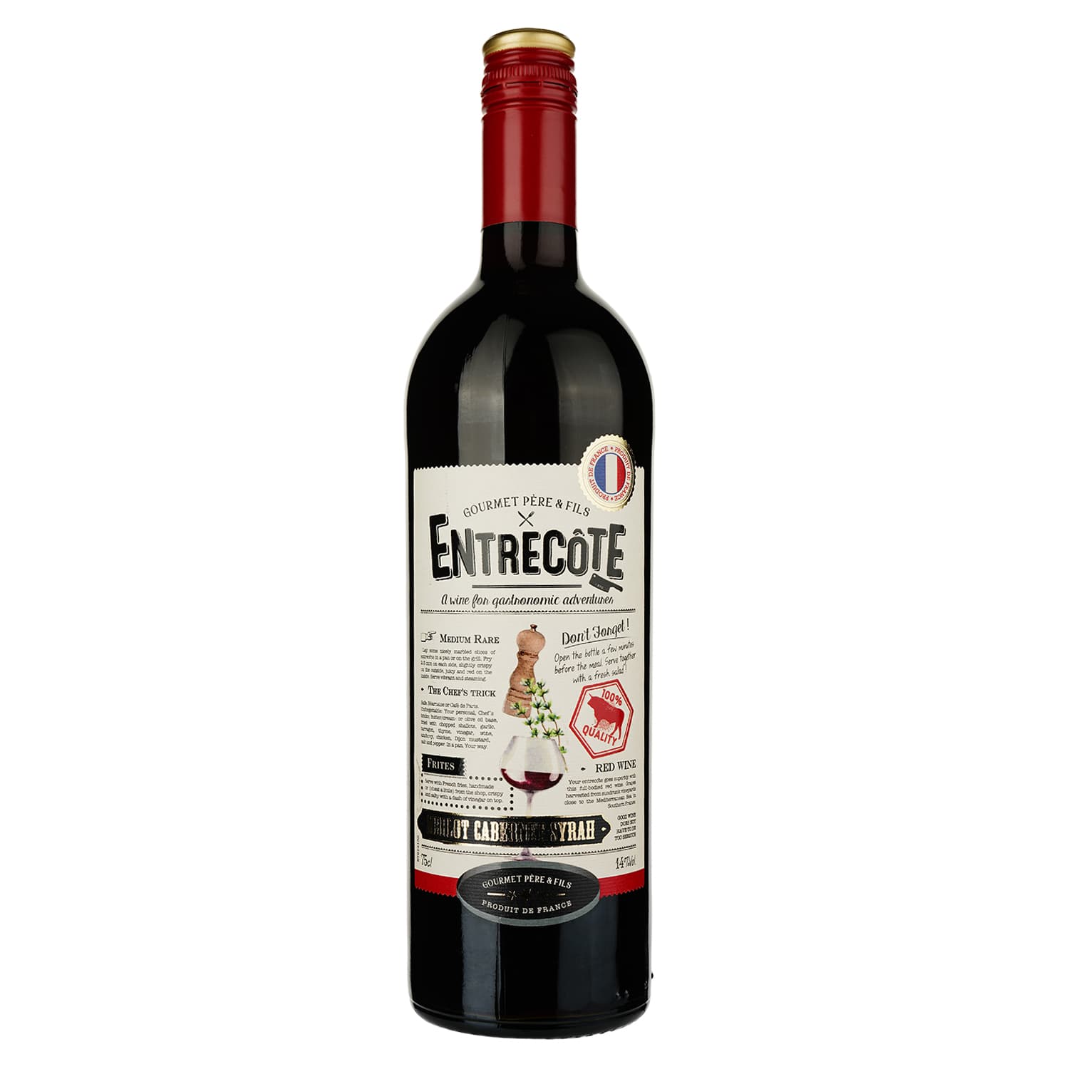 Вино Gourmet Pere&Fils Entrecote, червоне, напівсухе, 13,5%, 0,75 л - зображення 1