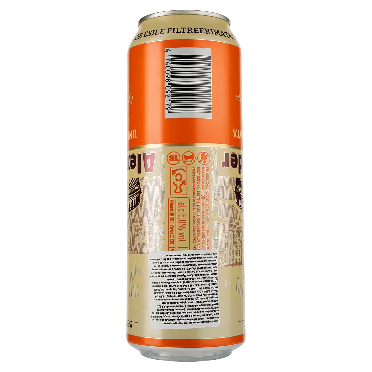 Пиво A. Le Coq Alexander Unfiltered, світле, нефільтроване, 5%, з/б, 0,568 л - зображення 2