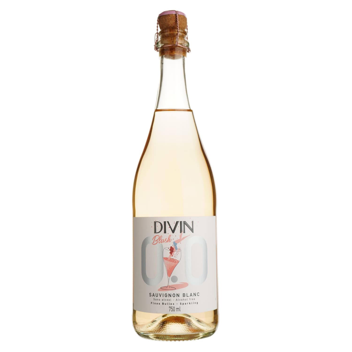 Вино ігристе безалкогольне Divin Sauvignon Blanc Rose Sparkling рожеве напівсолодке 0.75 л - зображення 1