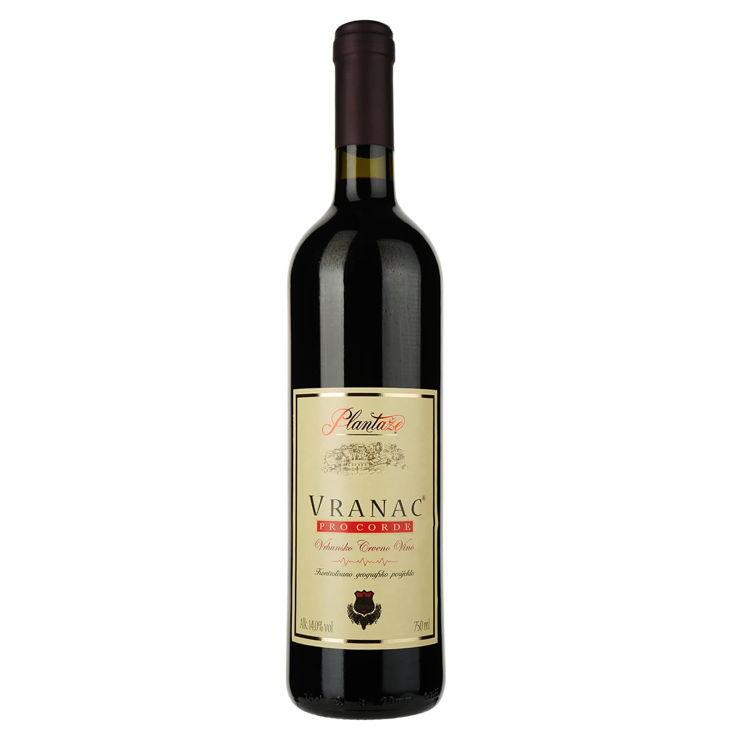 Вино Plantaze Vranac Pro Corde, червоне, сухе, 13,5%, 0,75 л - зображення 1