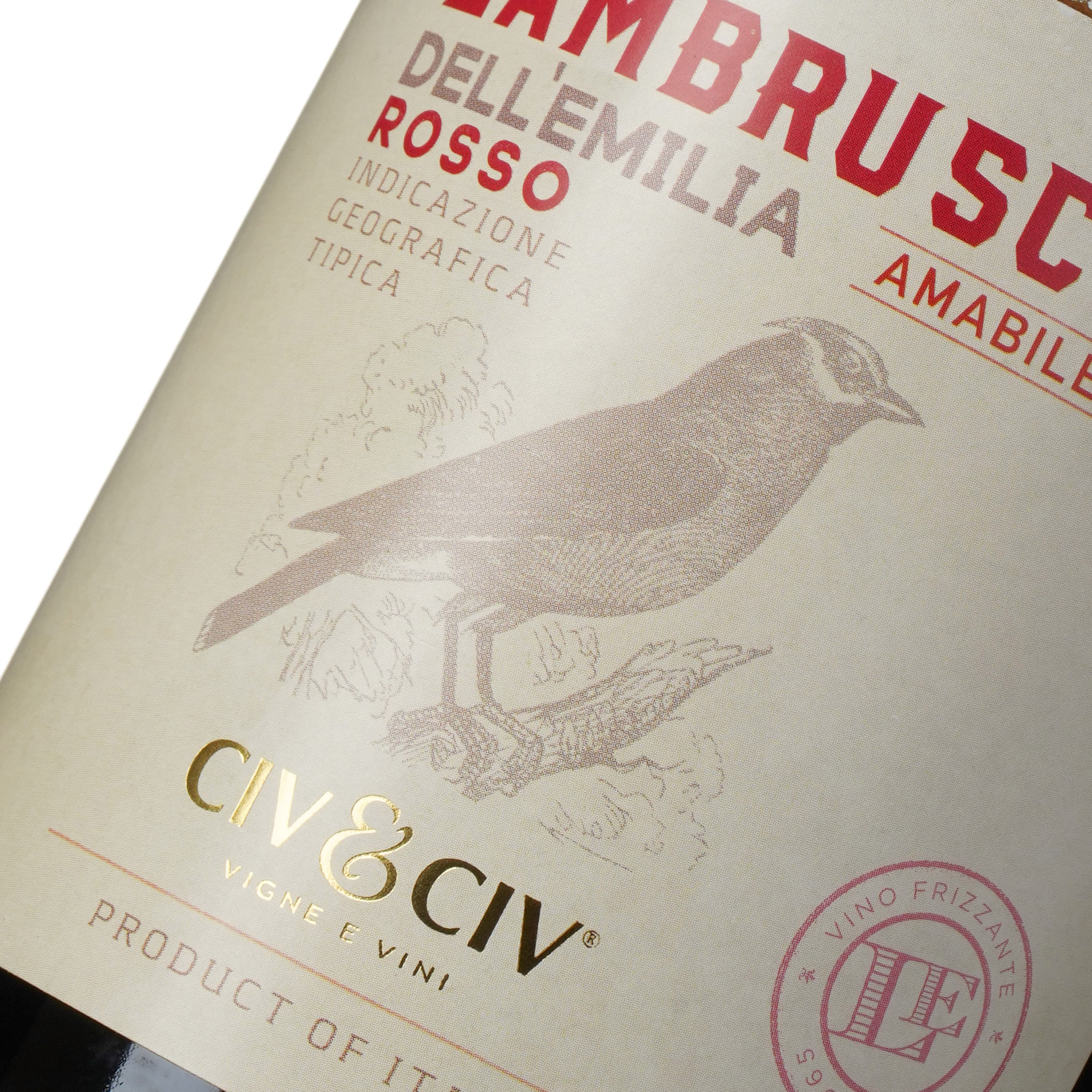 Вино напівігристе Civ&Civ Lambrusco dell'Emilia Rosso Amabile напівсолодке червоне 0.75 л - зображення 5