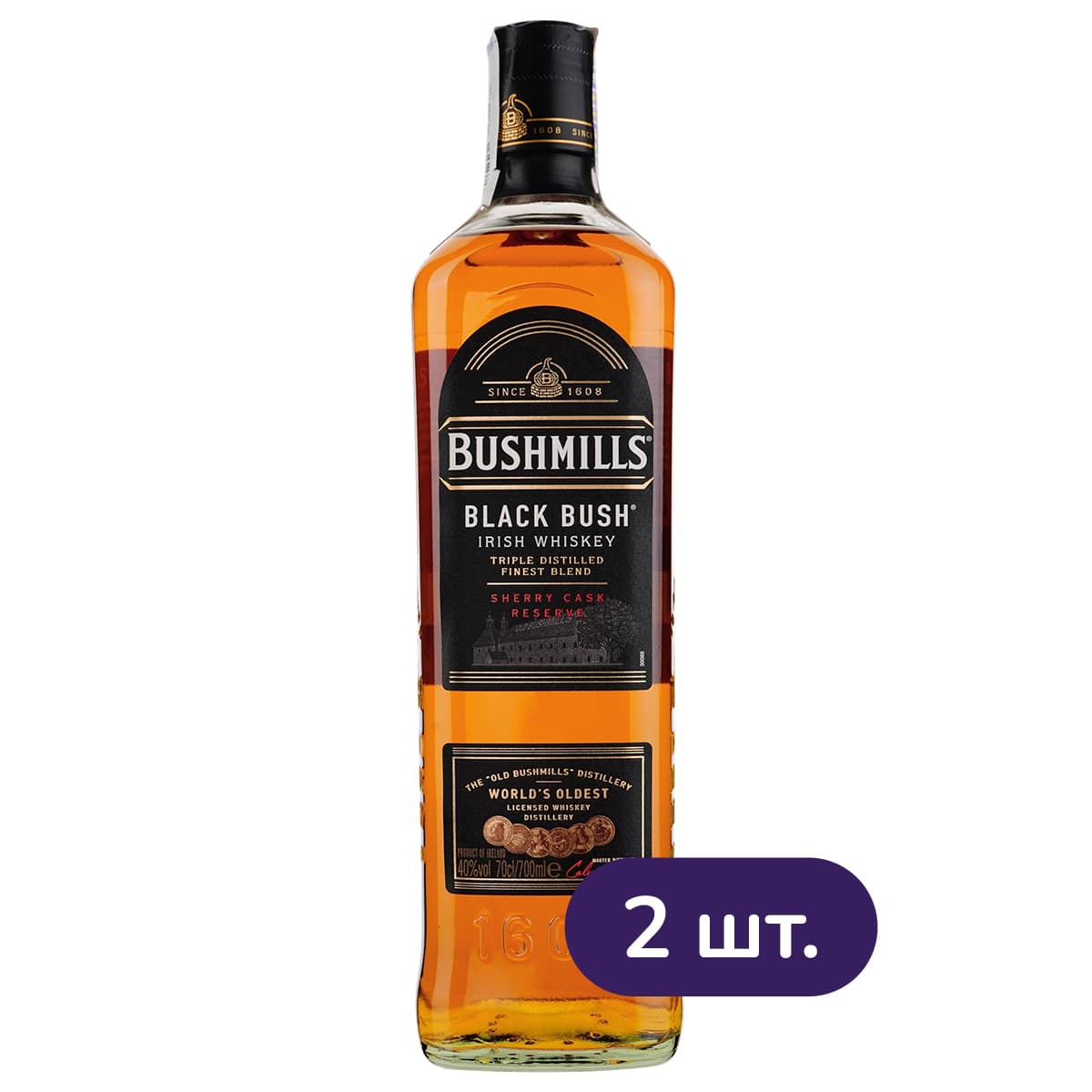 Віскі Bushmills Black 40% 1.4 л (2 шт. х 0.7 л) - зображення 1