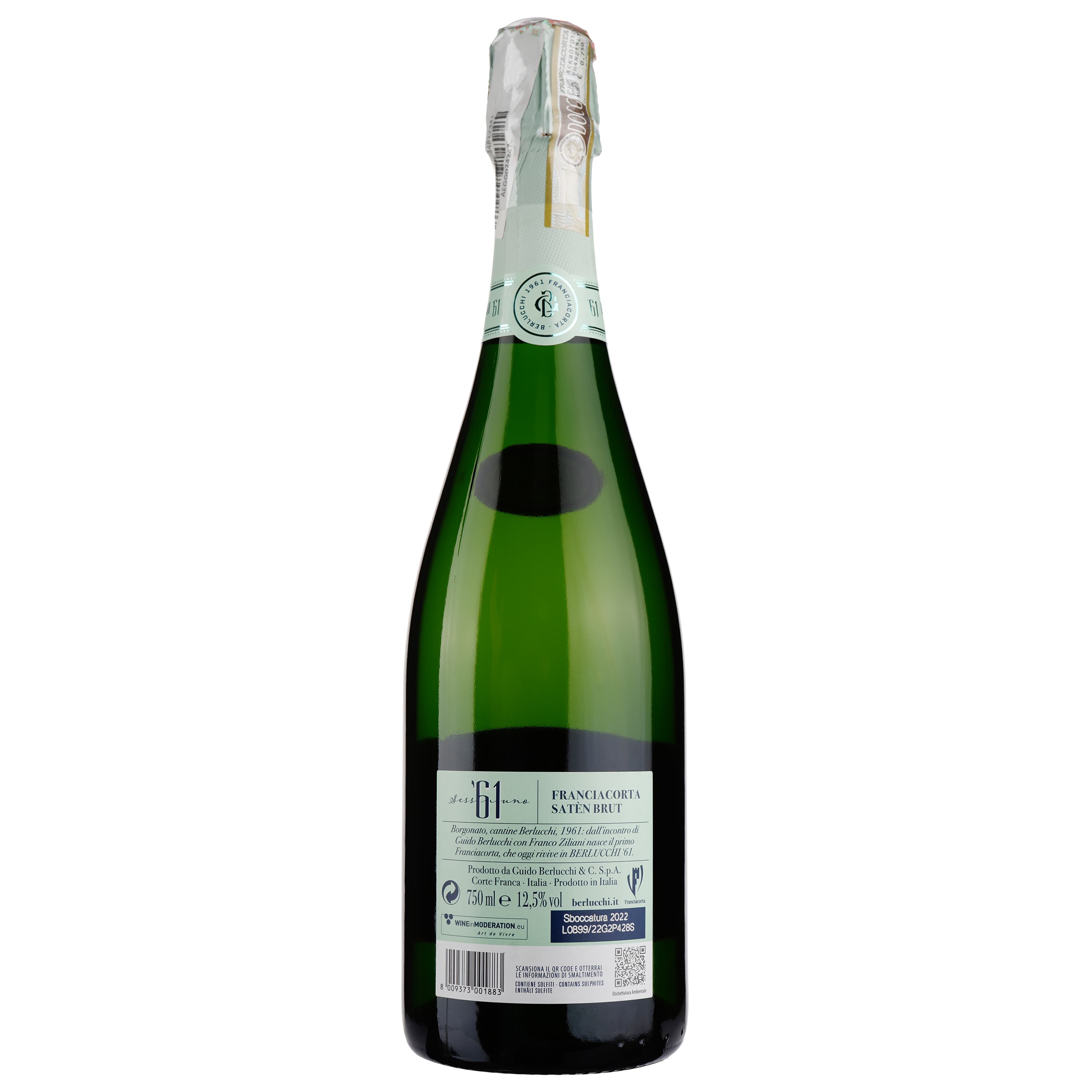 Ігристе вино Guido Berlucchi 61 Franciacorta Brut Saten, біле, брют, 12,5%, 0,75 л (R0981) - зображення 2
