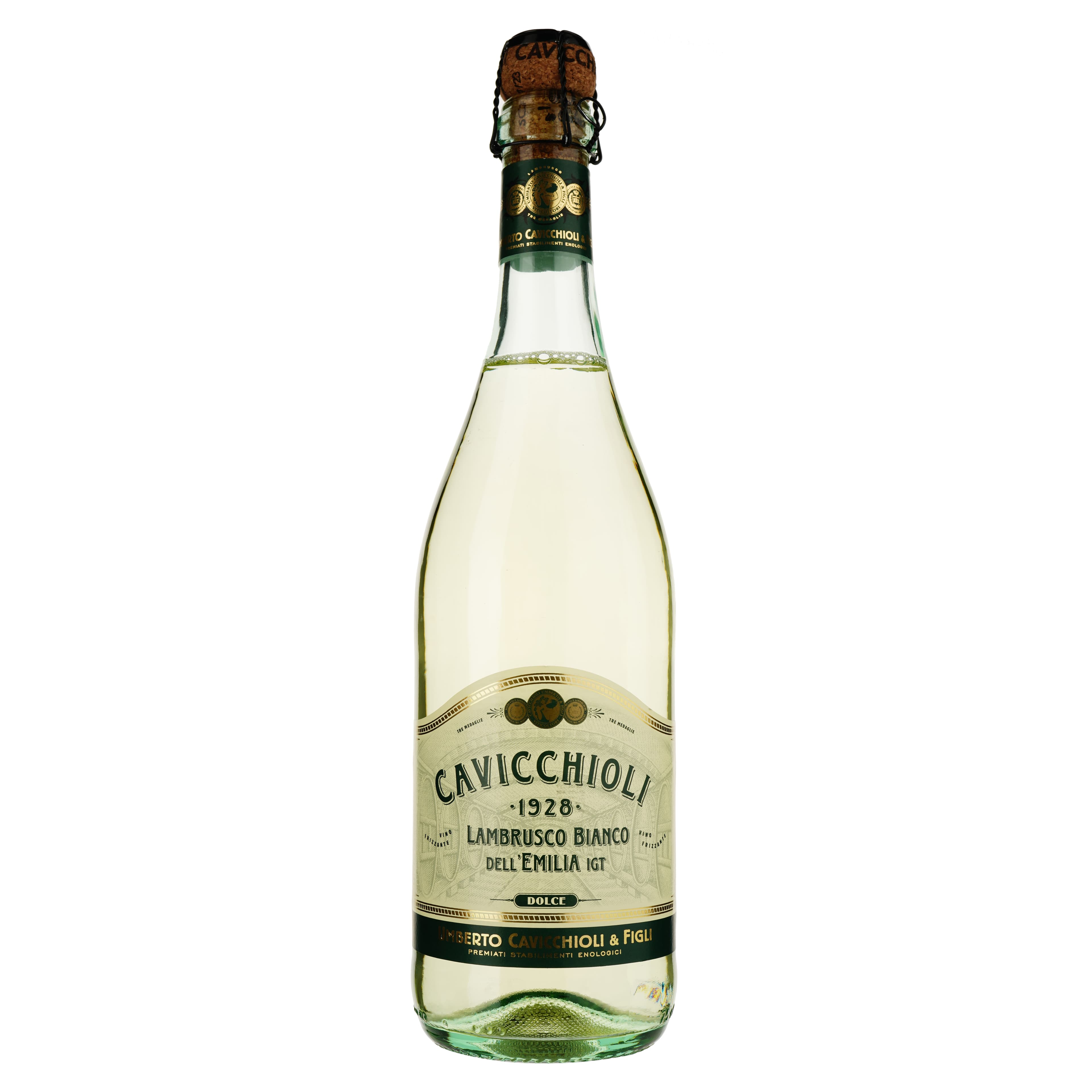 Вино ігристе Cavicchioli Bianco Lambrusco Dell'Emilia, біле, напівсолодке, 7,5%, 0,75 л - зображення 1