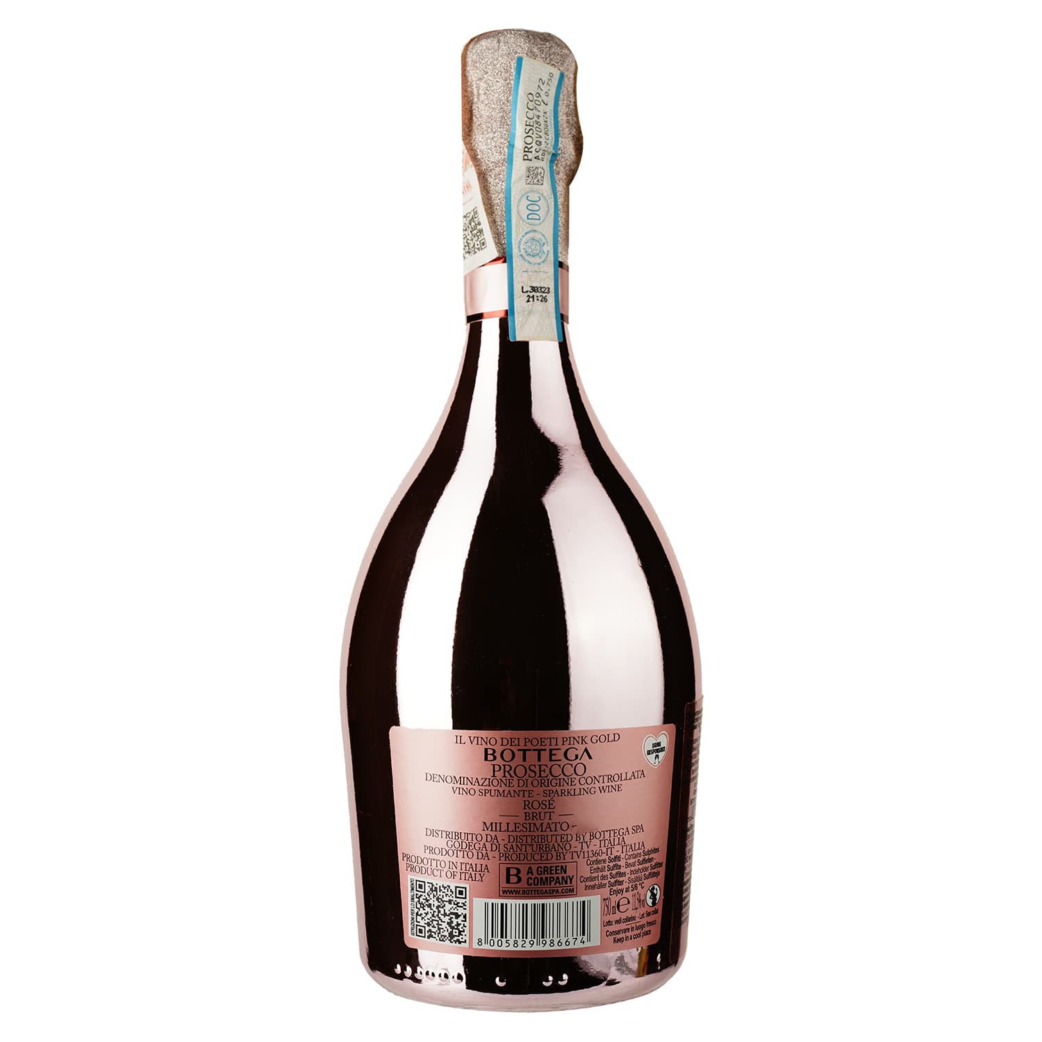Вино ігристе Bottega Prosecco Pink Gold Rose Doc, 11,5%, 0,75 л (872783) - зображення 2