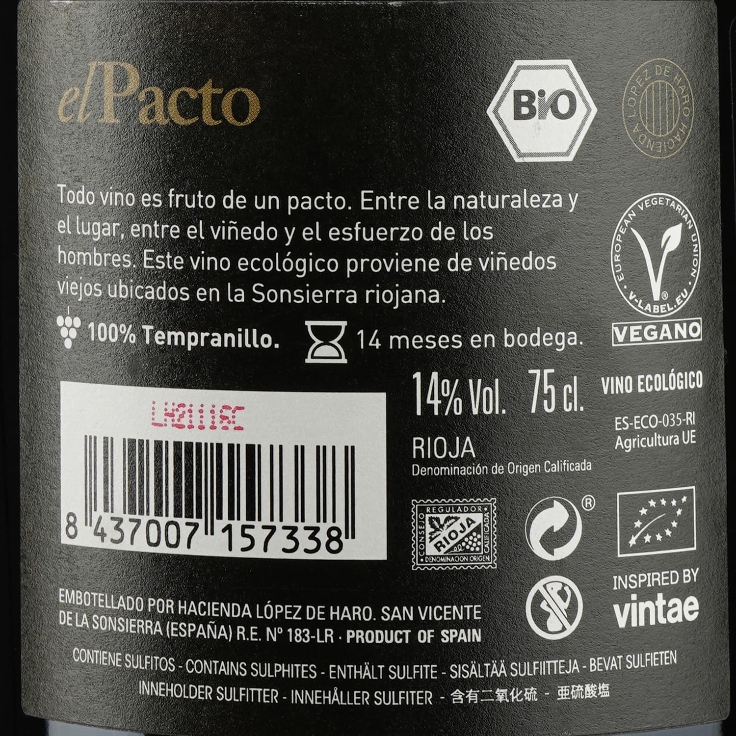 Вино Vintae El Pacto, червоне, сухе, 14%, 0,75 л (790904) - зображення 3