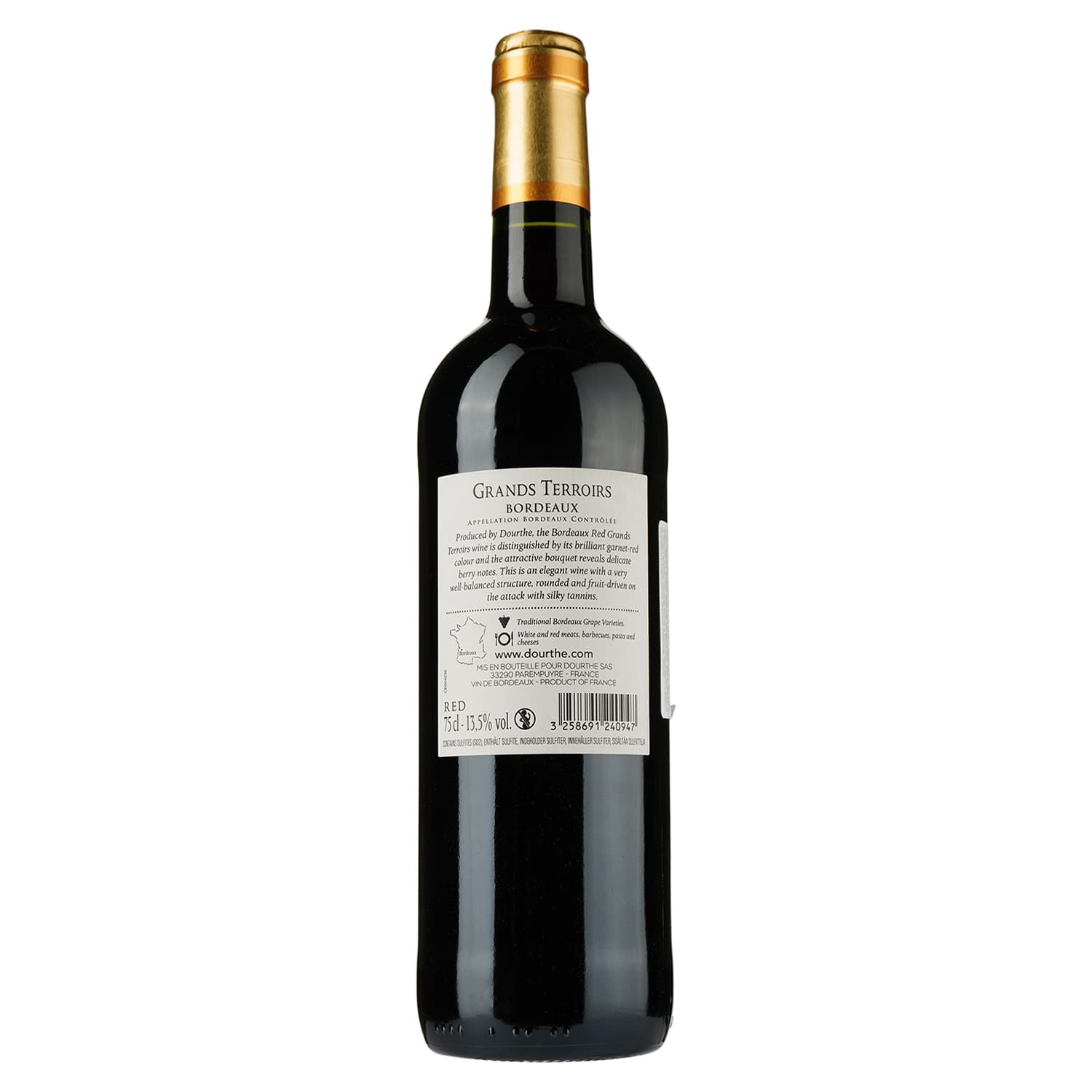 Вино Dourthe Grands Terroirs Bordeaux Rouge, червоне, сухе, 0,75 л - зображення 2