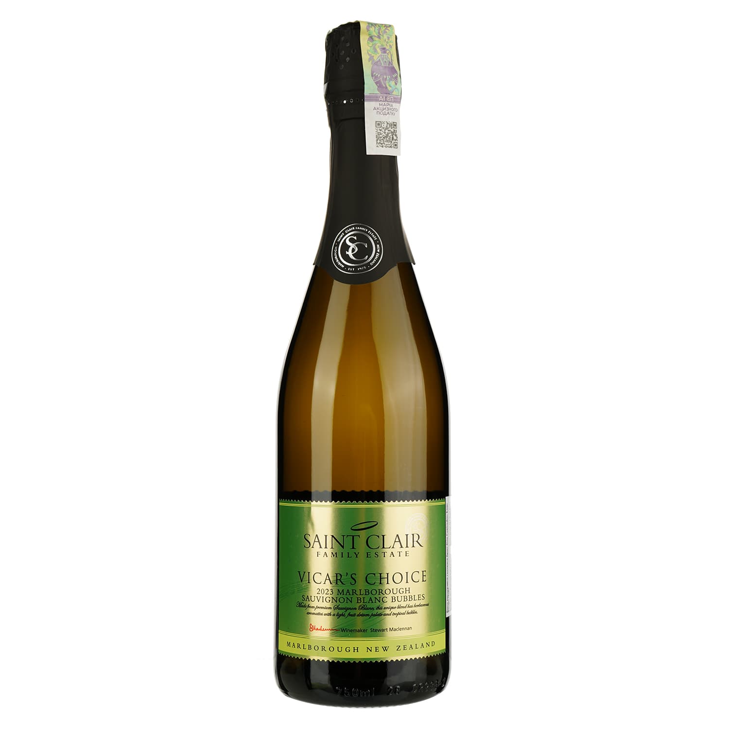Ігристе вино Saint Clair Sauvignon Blanc Vicar's Choice Sparkling, 12,5%, 0,75 л - зображення 1