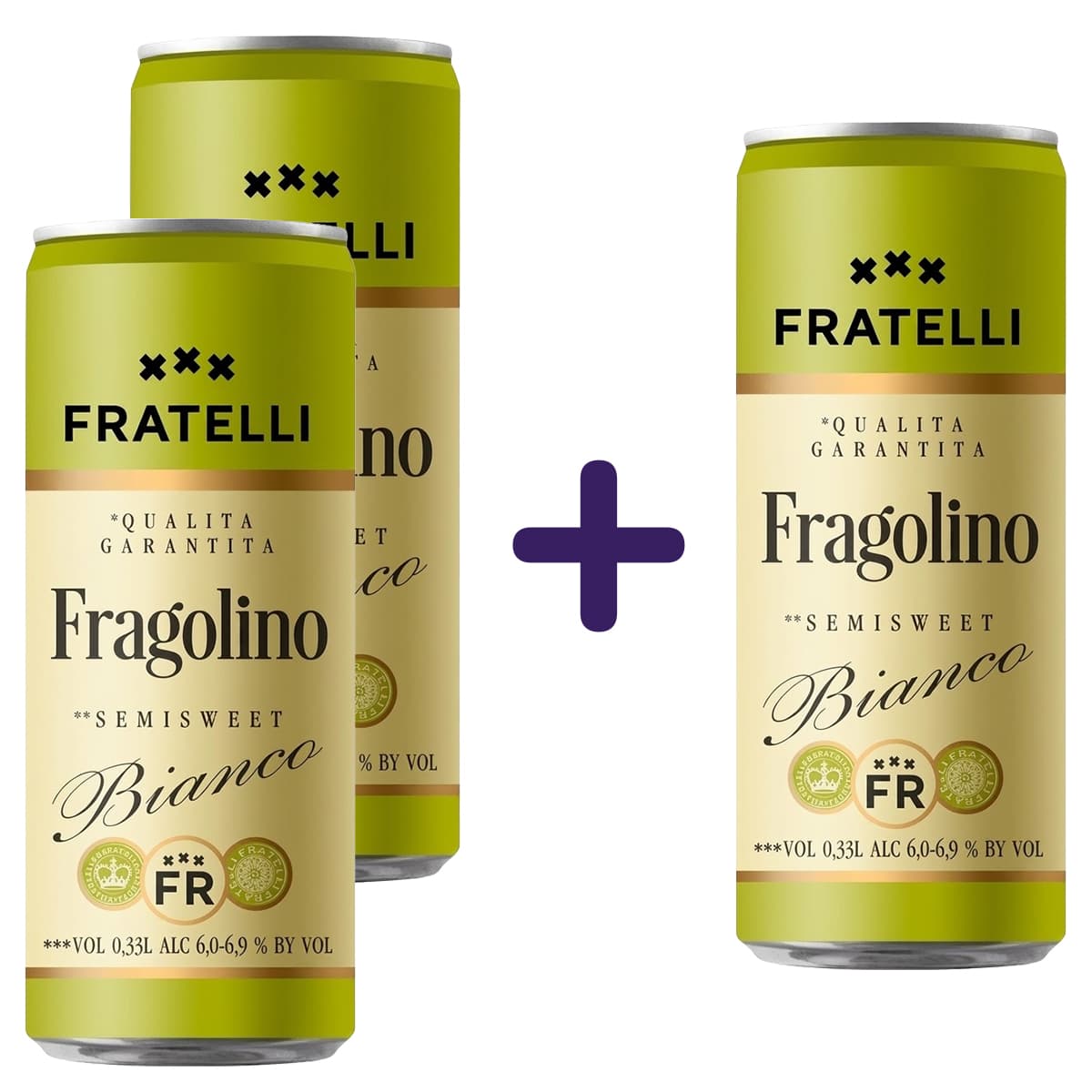 Напій винний Fratelli Fragolino Bianco білий напівсолодкий слабоалкогольний ігристий 6-6.9% (3 шт. х 0.33 л)