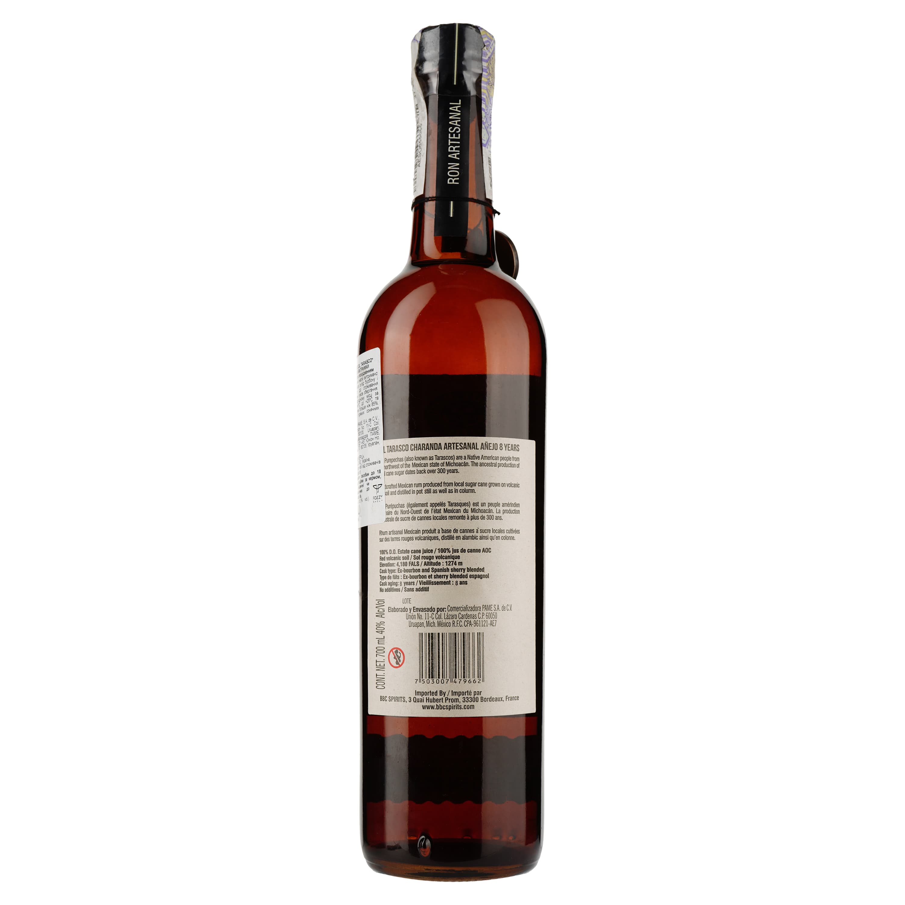 Чаранда Sol Tarasco Anejo 8 yo, 40%, 0,7 л - зображення 2