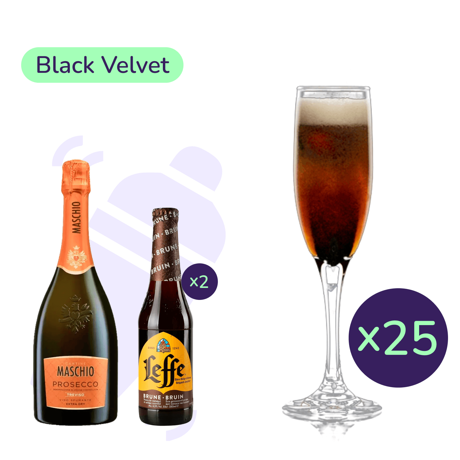 Коктейль Black Velvet (набір інгредієнтів) х25 на основі Maschio Prosecco Treviso - зображення 1