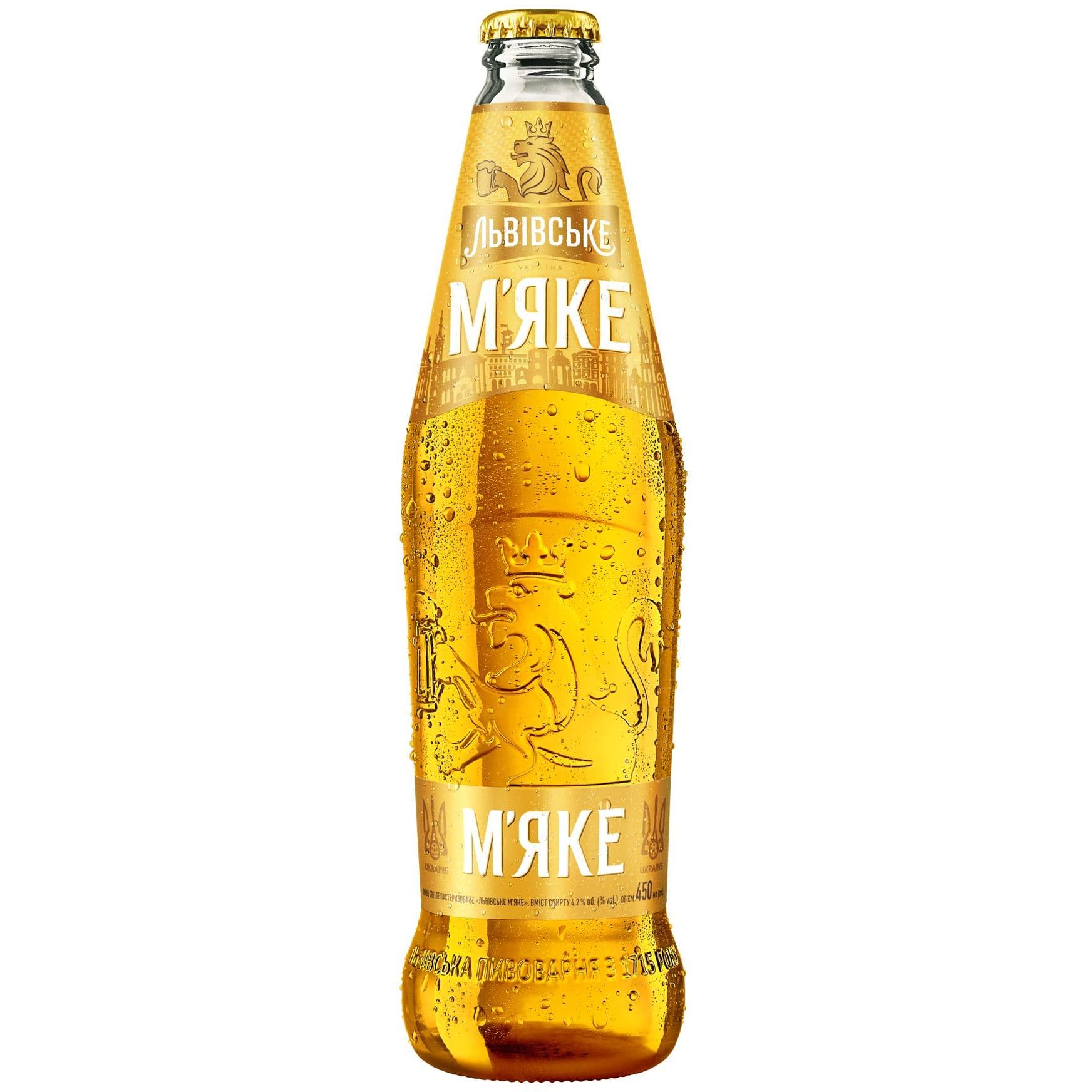 Пиво Львівське М'яке, світле, 4,2%, 0,45 л (908442) - зображення 1