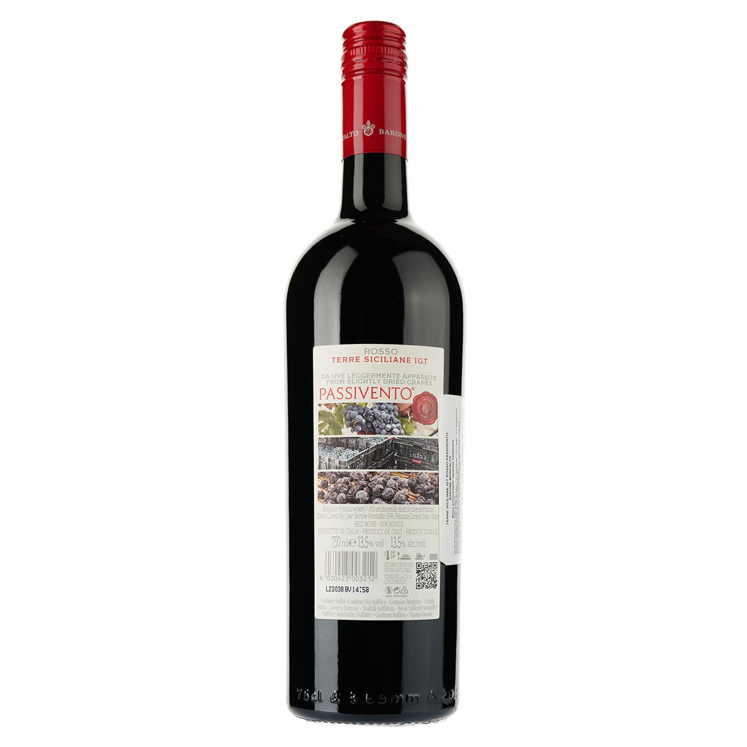 Вино Barone Montalto Passivento Rosso Terre Siciliane IGT, червоне, напівсухе, 0,75 л - зображення 1