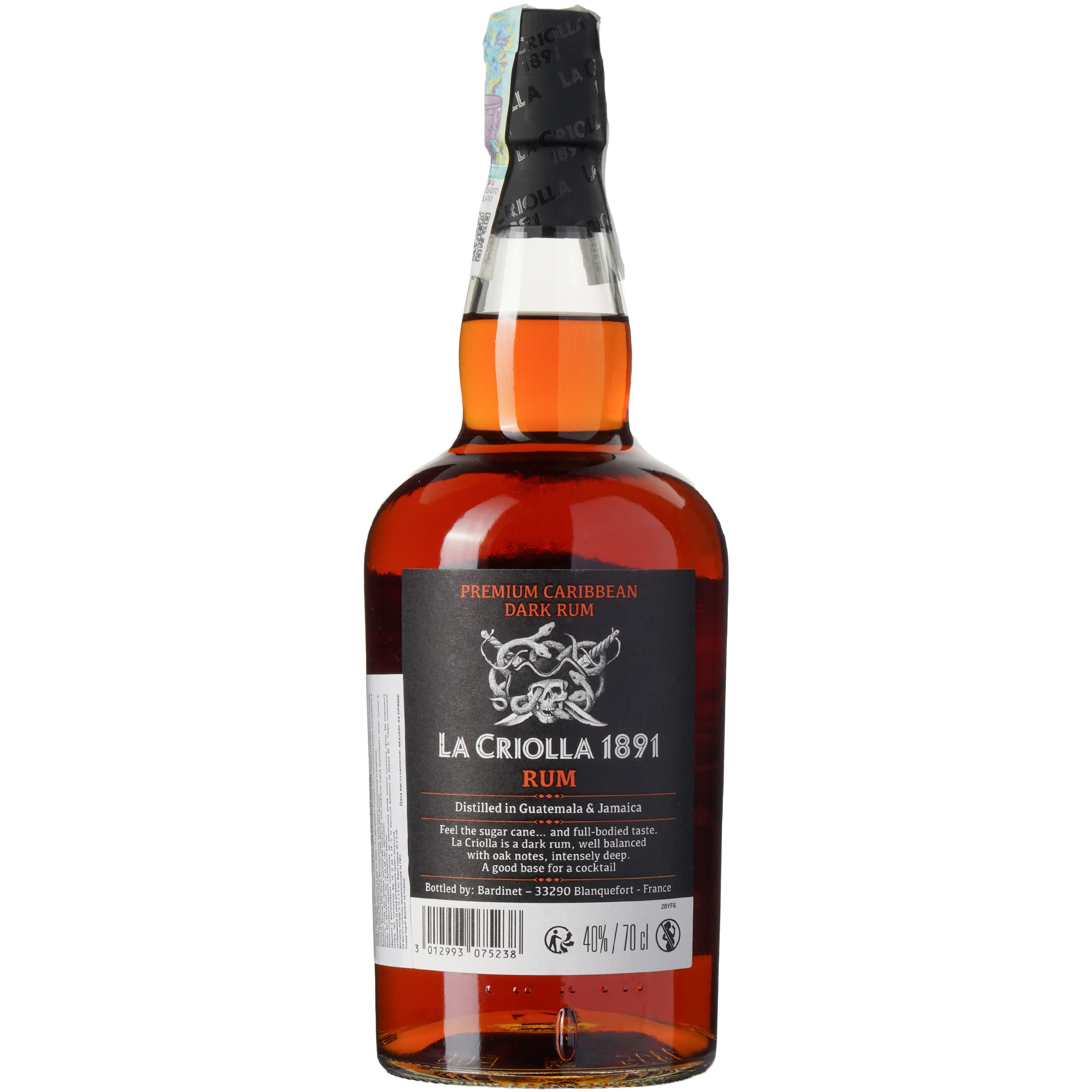 Ром Bardinet La Criolla 1891 Caribbean Dark 40% 0.7 л - зображення 2