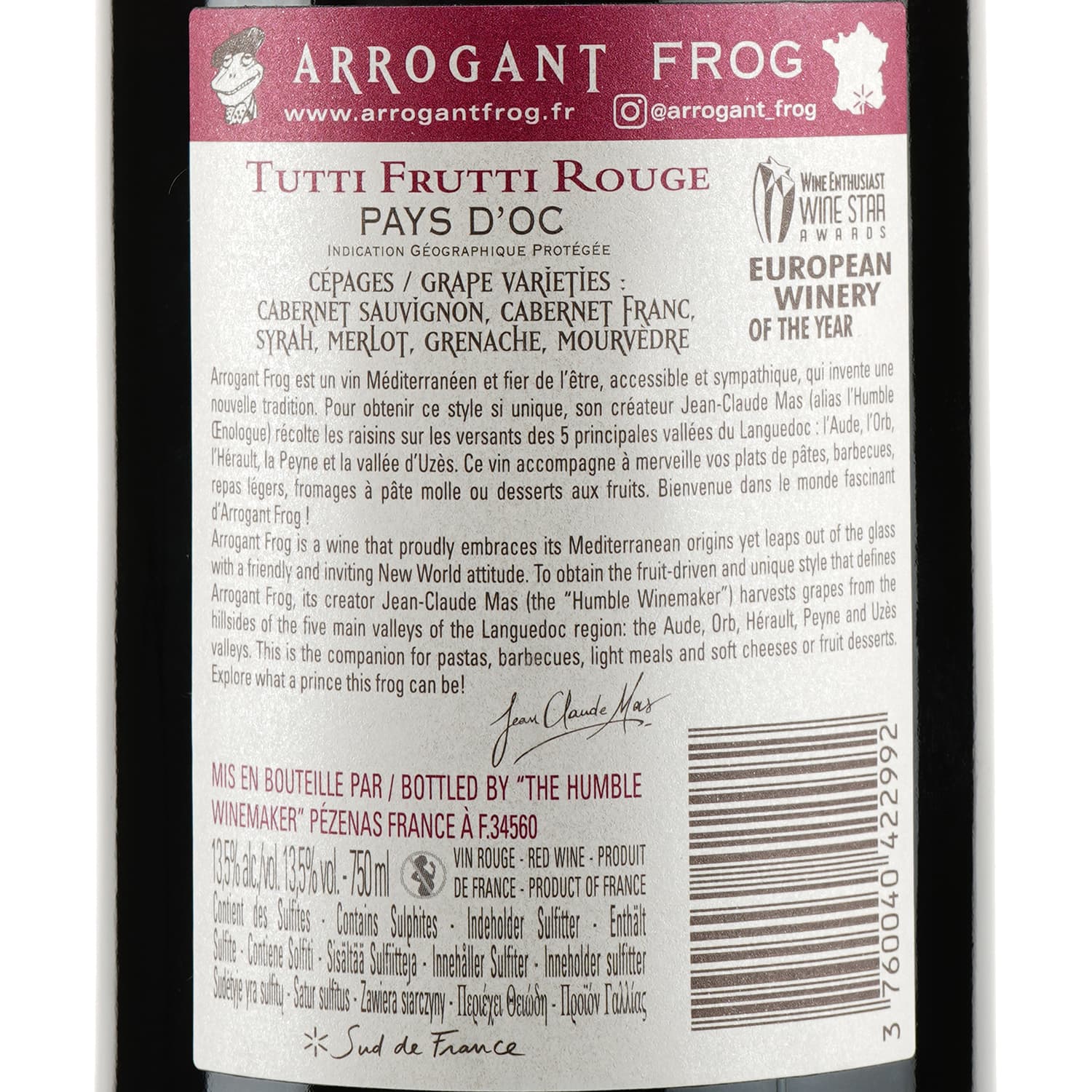 Вино Domaines Paul Mas Arrogant Frog Tutti Frutti Rouge, червоне, сухе, 13,5%, 0,75 л (8000009268031) - зображення 3