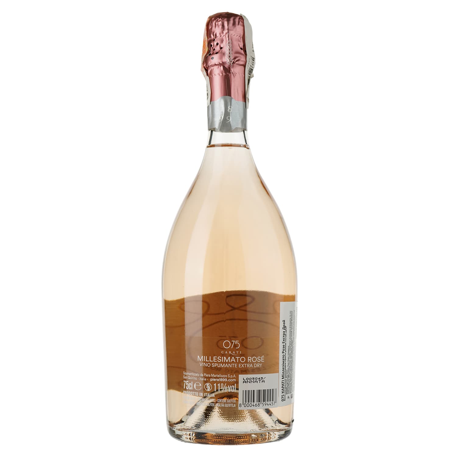 Вино ігристе Piera Martellozzo 075 Carati Millesimato Rose Extra Dry Veneto, рожеве, екстра-сухе, 0,75 л - зображення 2